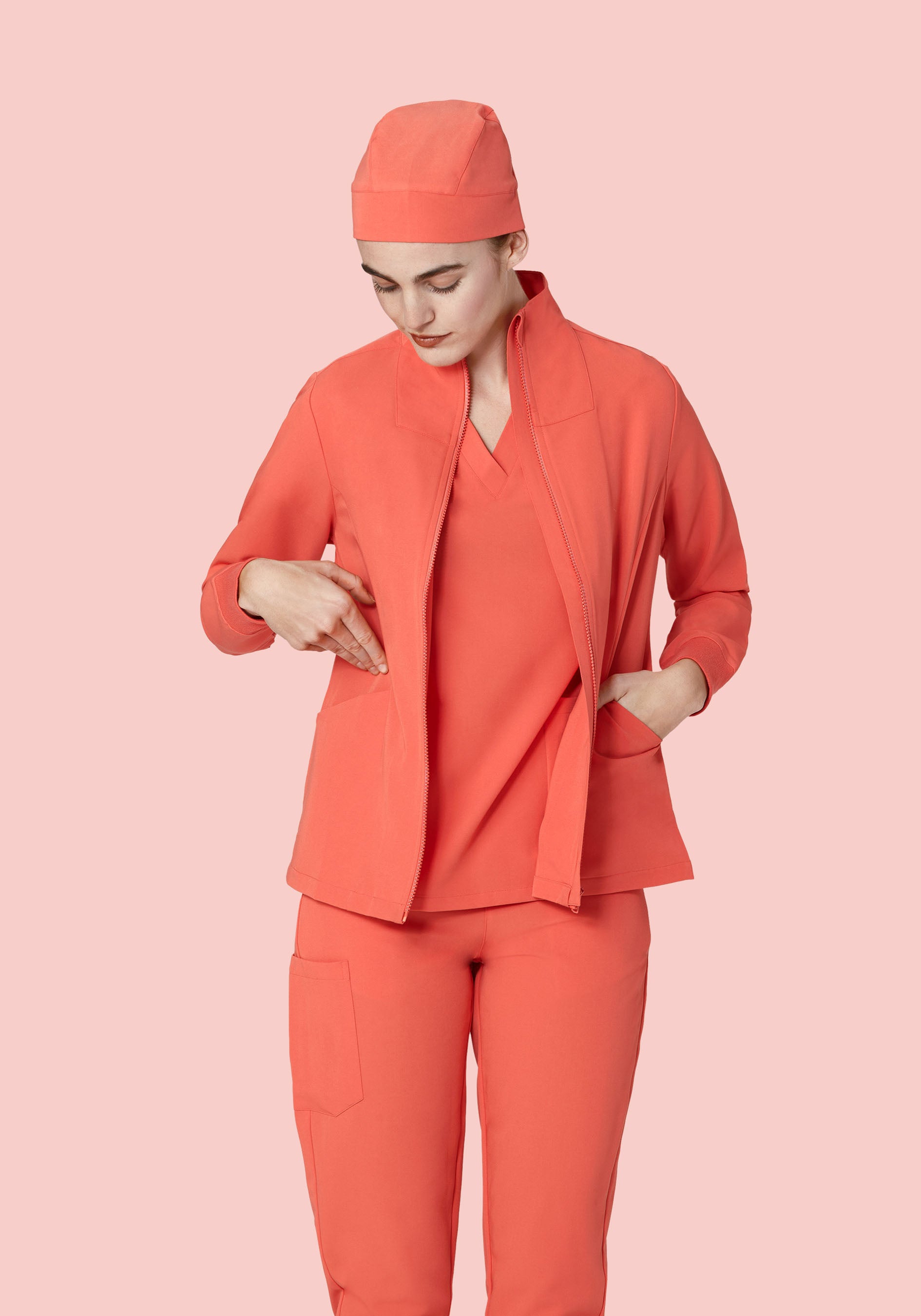Women's Modern Scrub Jacket Coral