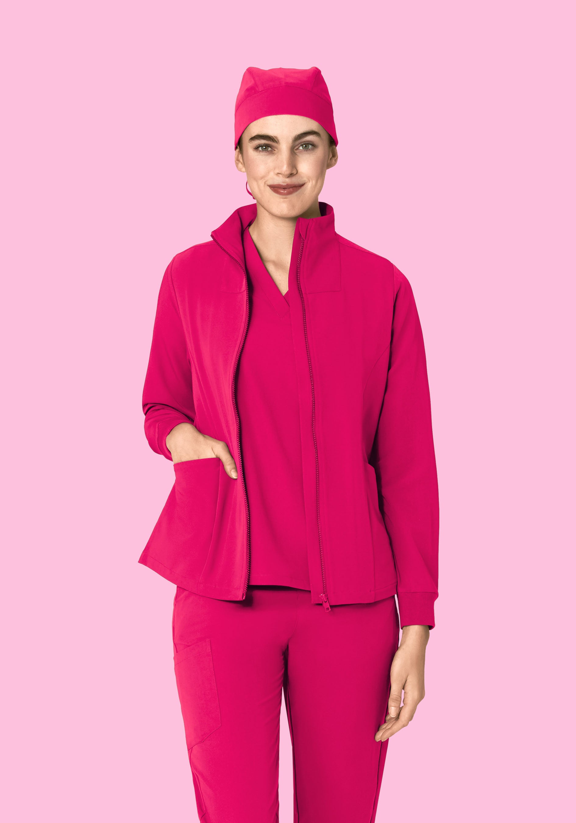 Women's Modern Scrub Jacket Raspberry