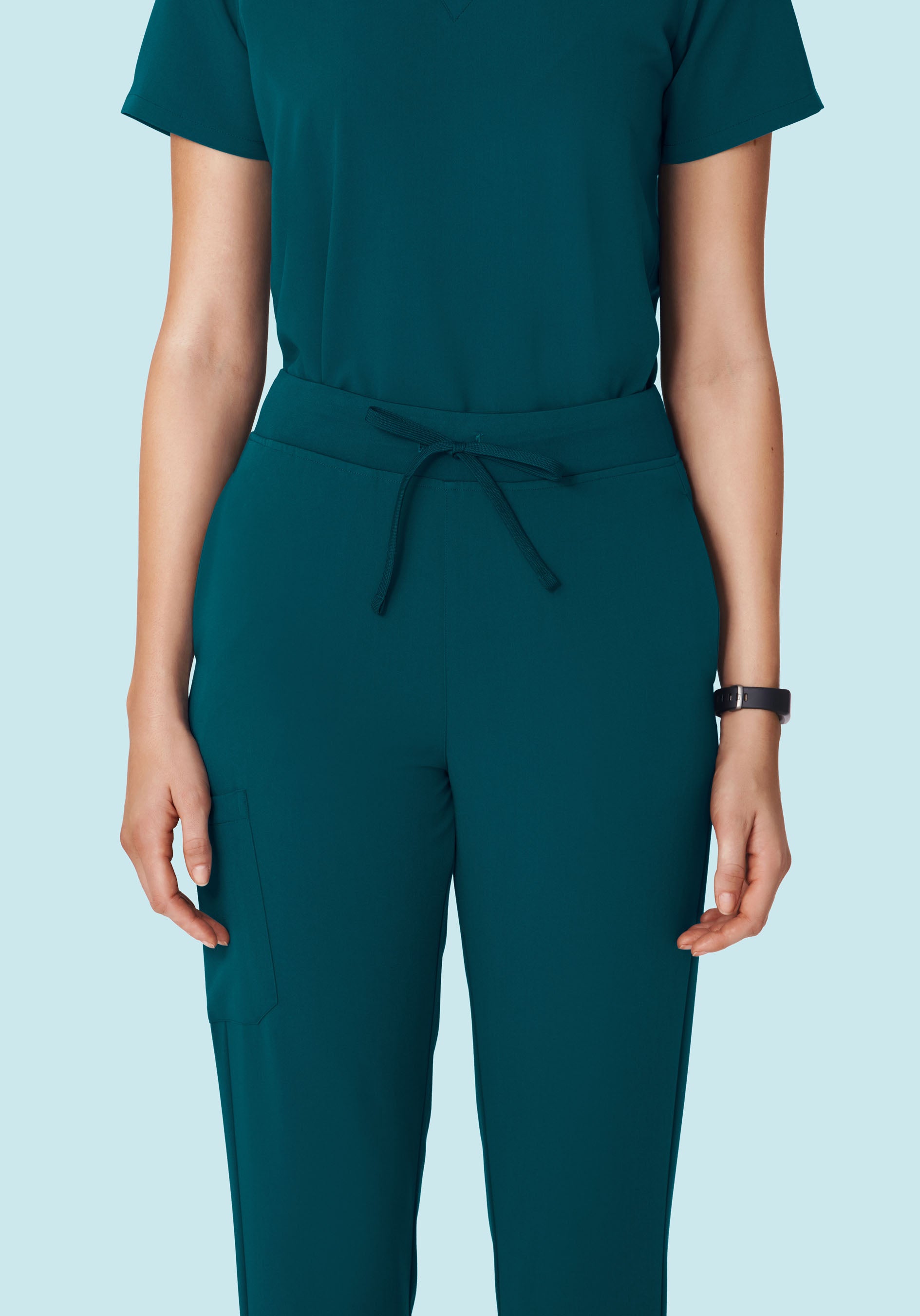 Women's High Waisted Joggers - Caribbean Blue | Mandala Scrubs