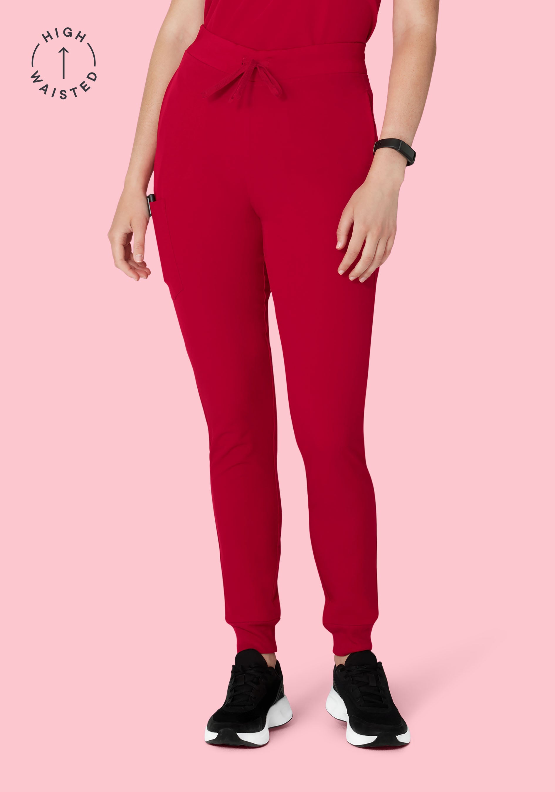High Waisted Joggers Crimson