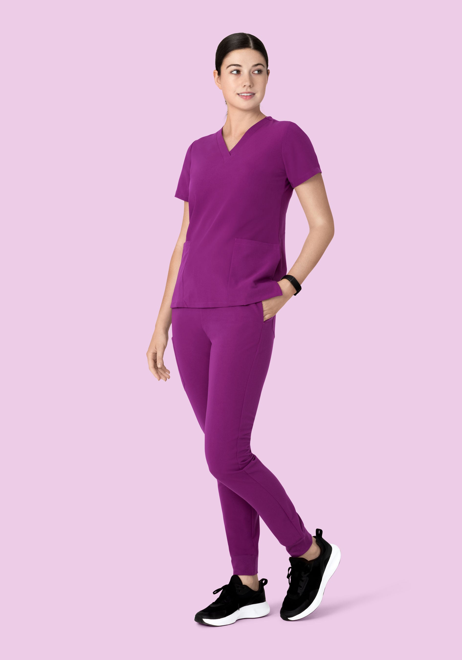 Women's V-Neck 6-Pocket Scrub Top - Dark Orchid | Mandala Scrubs