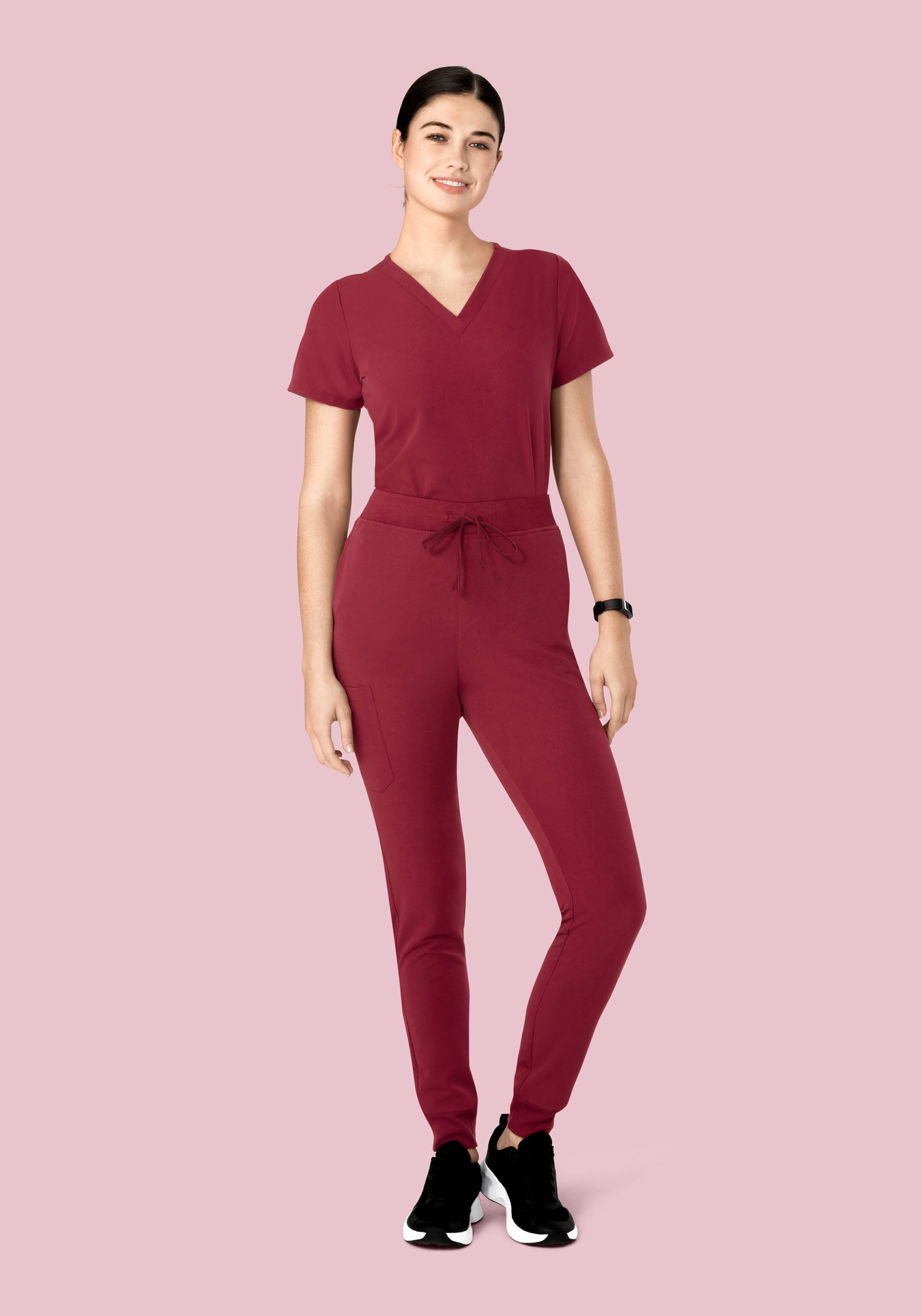 Women's V-Neck 6-Pocket Top - Garnet | Mandala Scrubs