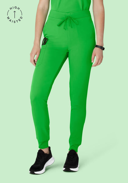 Women's High Waisted Jogger Scrub Pants - Kelly Green | Mandala Scrubs