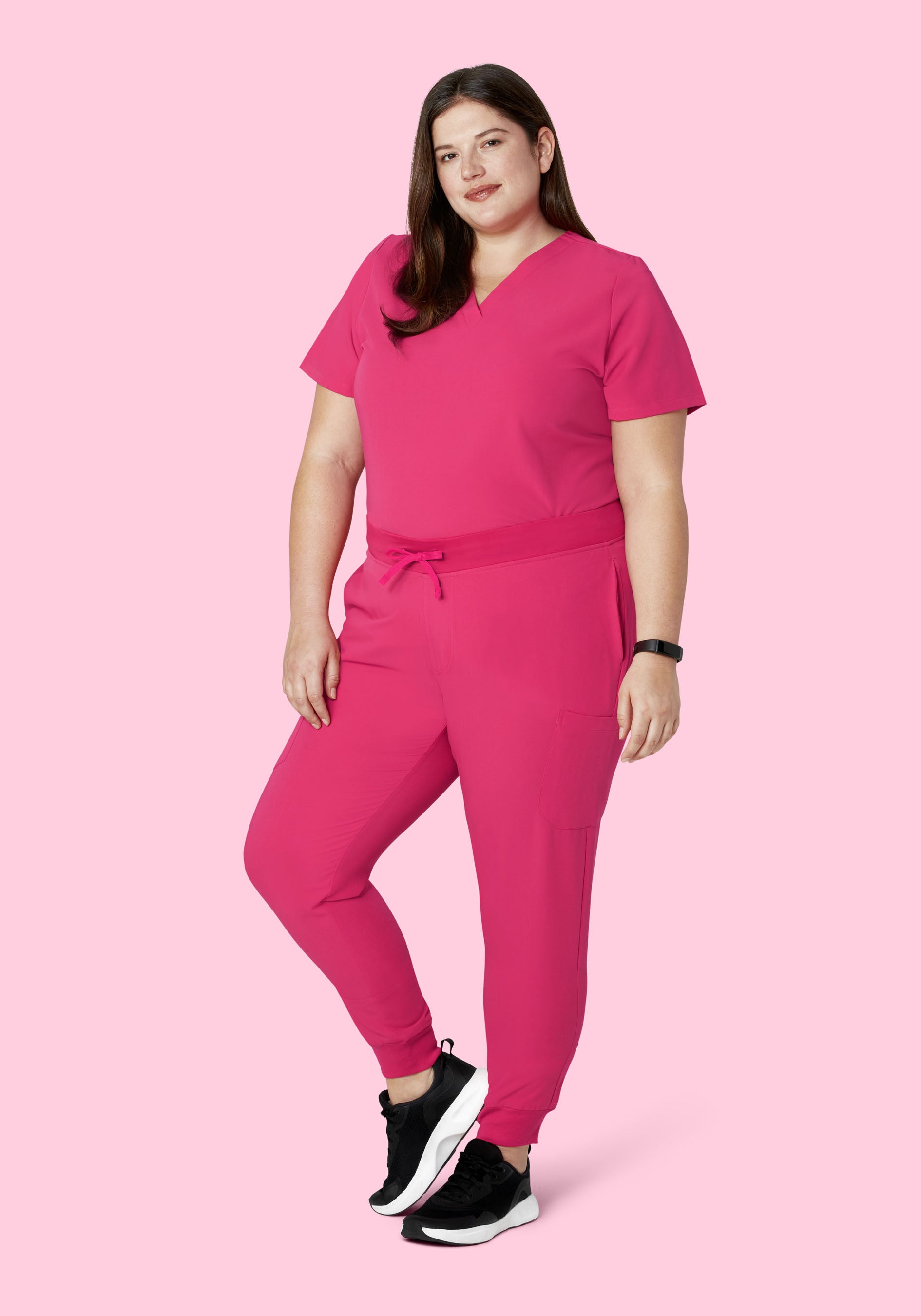Women's V-Neck 6-Pocket Scrub Top - Hot Pink | Mandala Scrubs