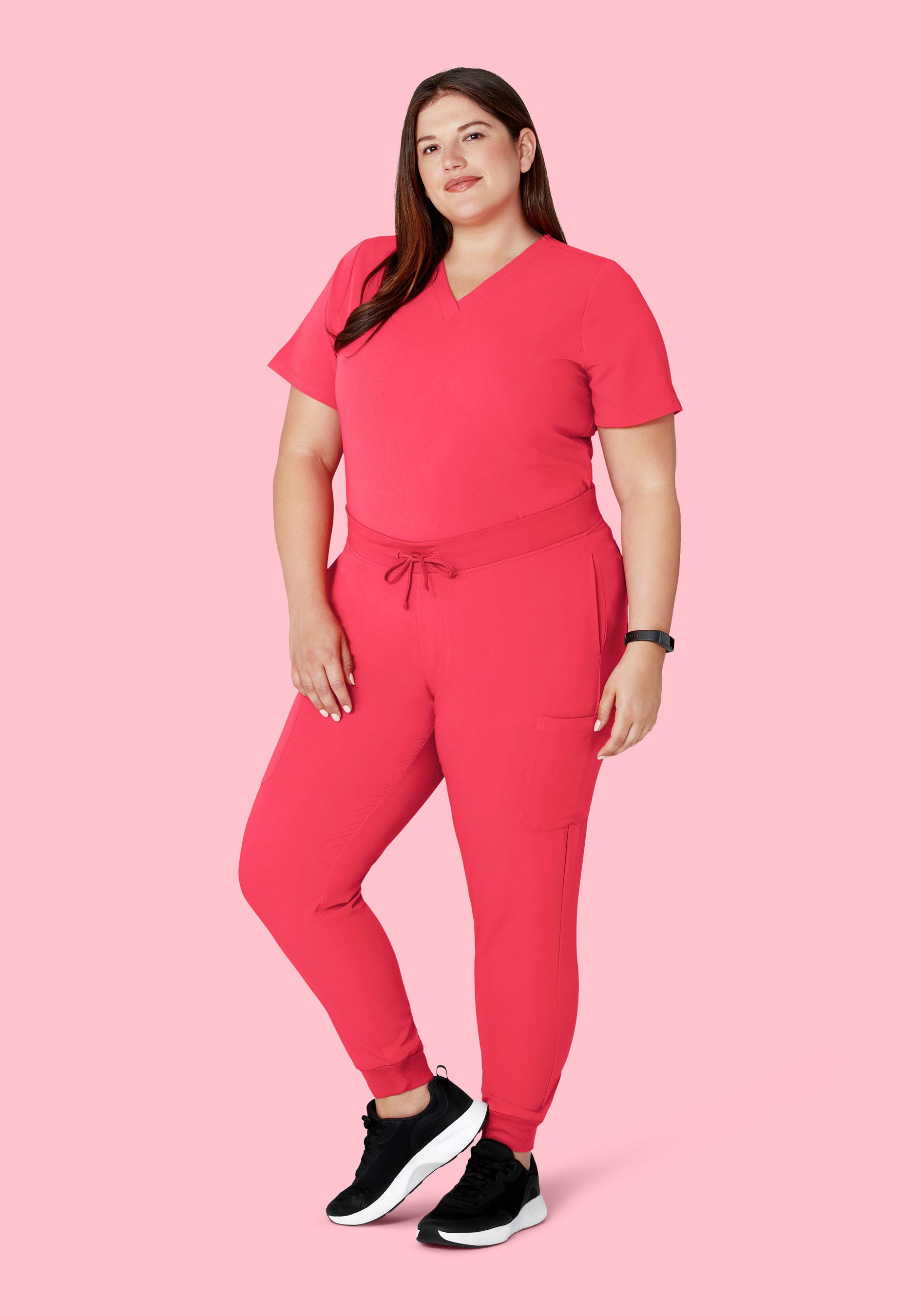 Women's Mid-Rise 9-Pocket Jogger Scrub Pants - Paradise Pink