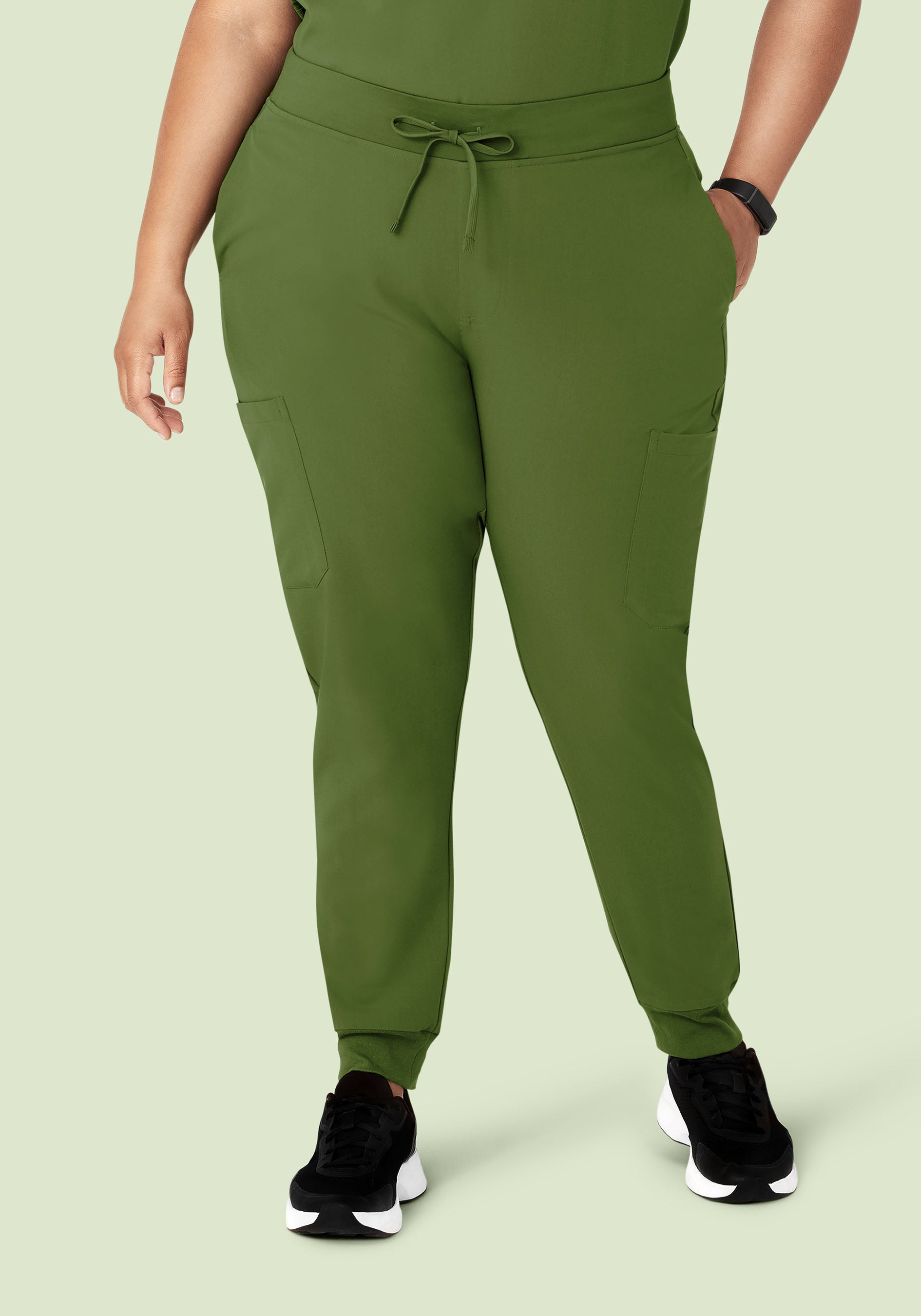 Women's Mid-Rise 9-Pocket Jogger Scrub Pants - Moss | Mandala Scrubs