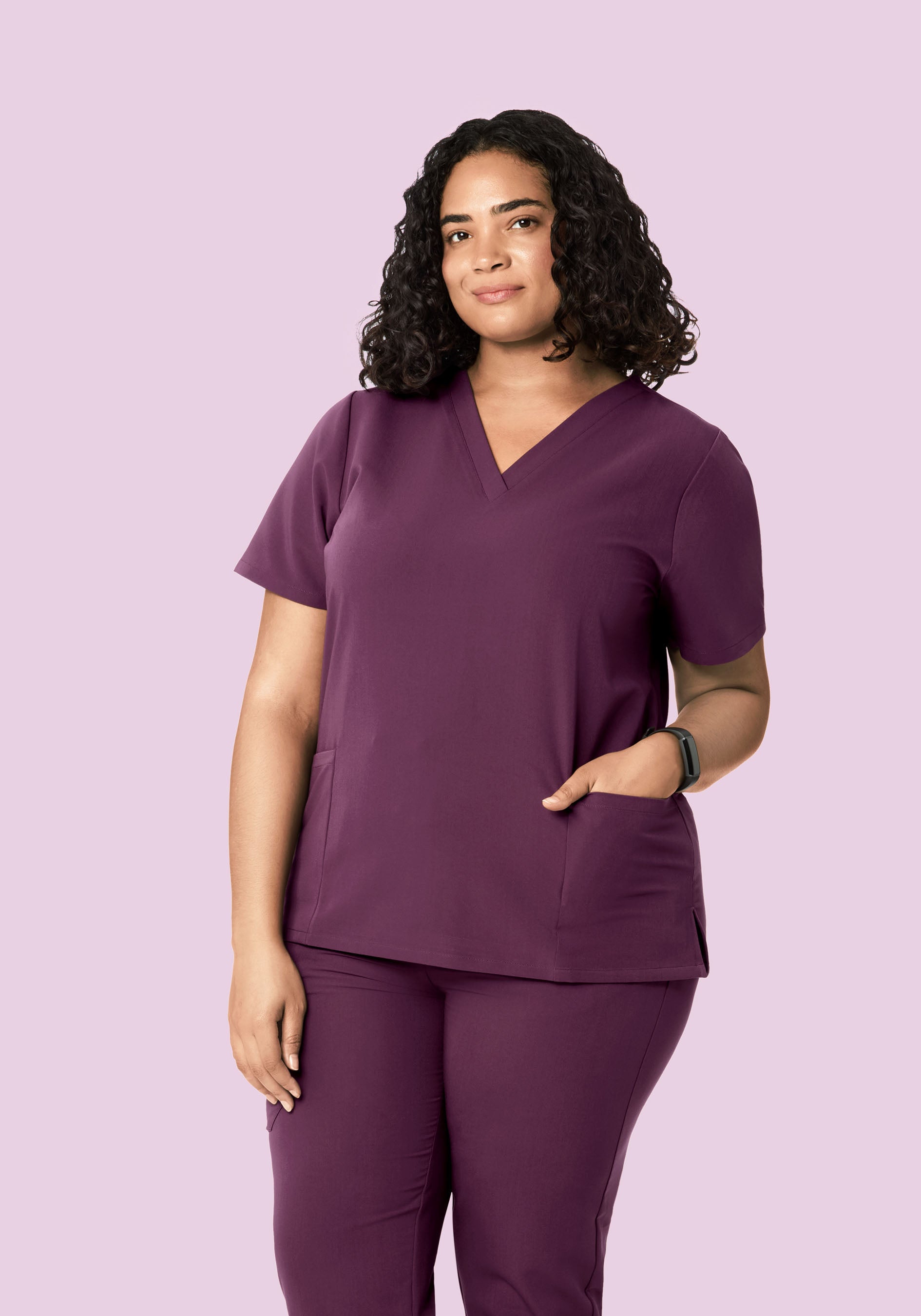 Women's V-Neck 6-Pocket Scrub Top - Bordeaux | Mandala Scrubs