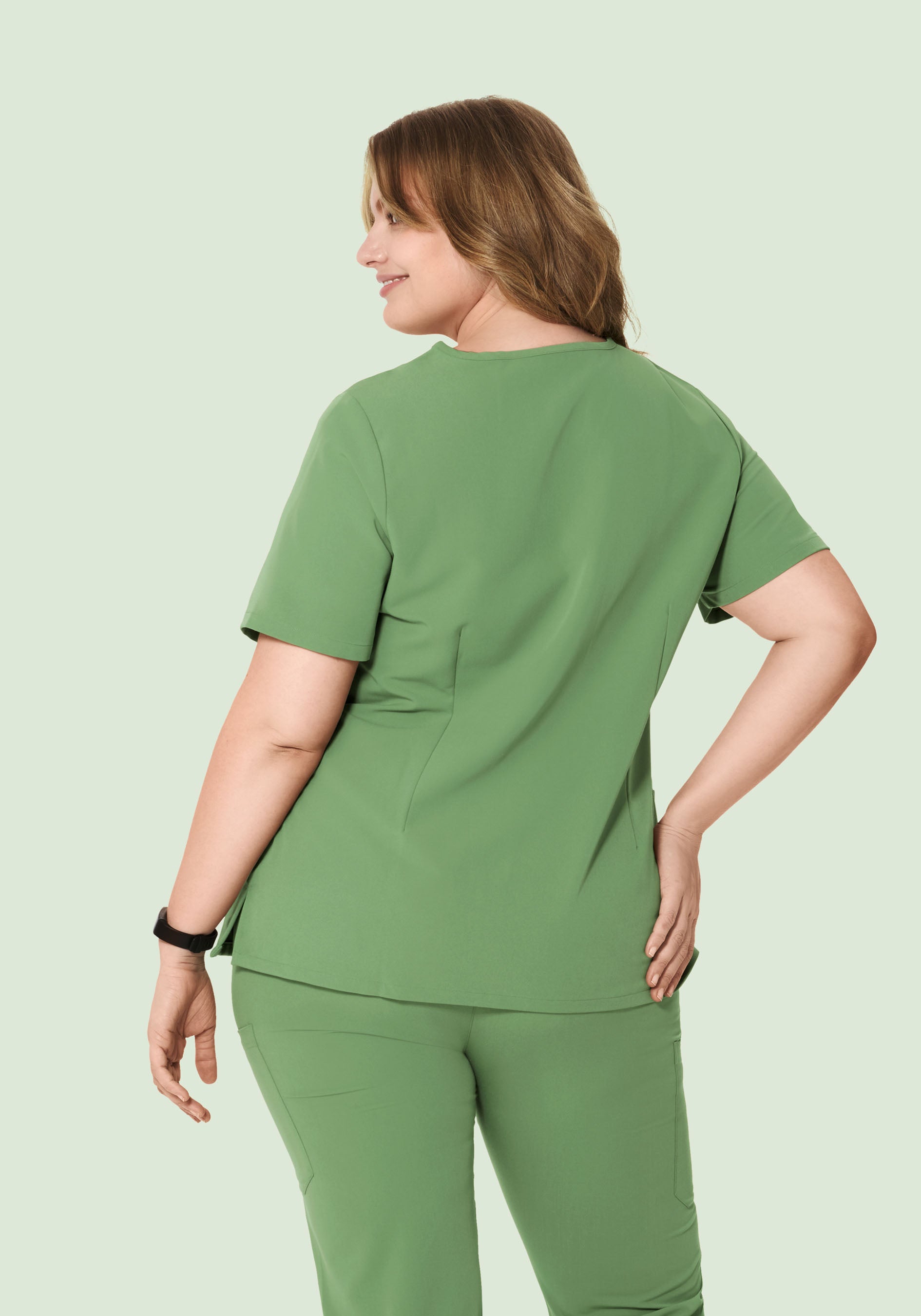 Women's V-Neck 6-Pocket Scrub Top - Hazel Green | Mandala Scrubs