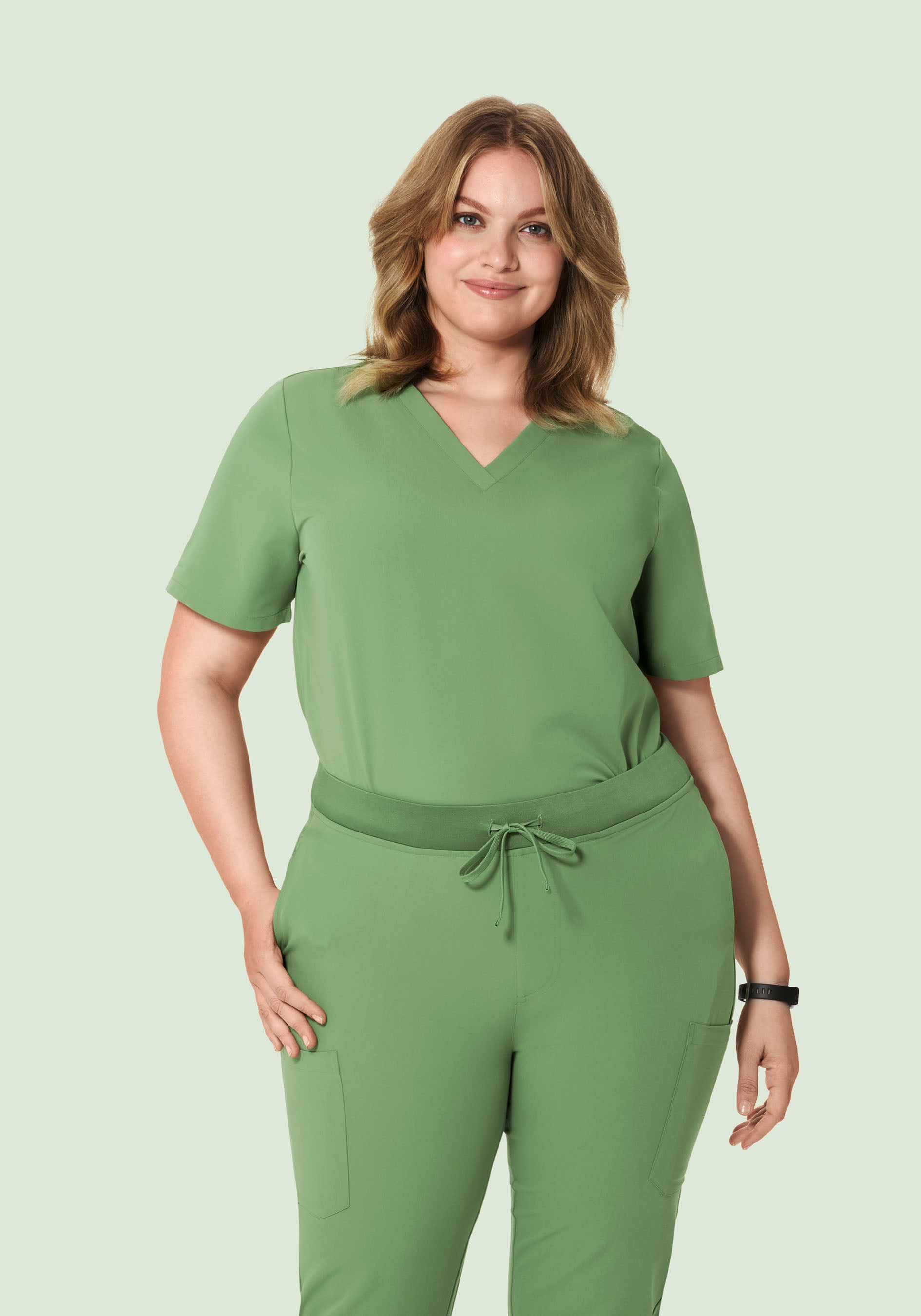 Women's V-Neck 6-Pocket Scrub Top - Hazel Green | Mandala Scrubs
