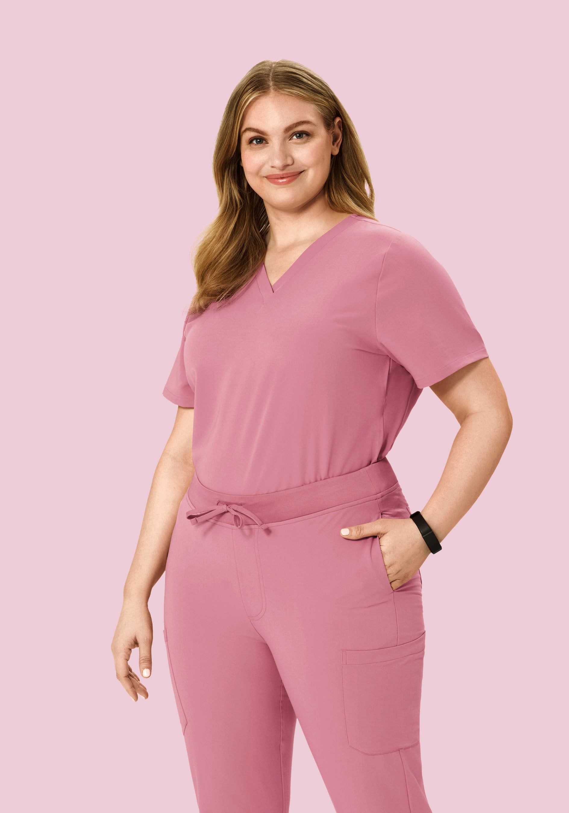 Women's V-Neck 6-Pocket Top - Rosé | Mandala Scrubs