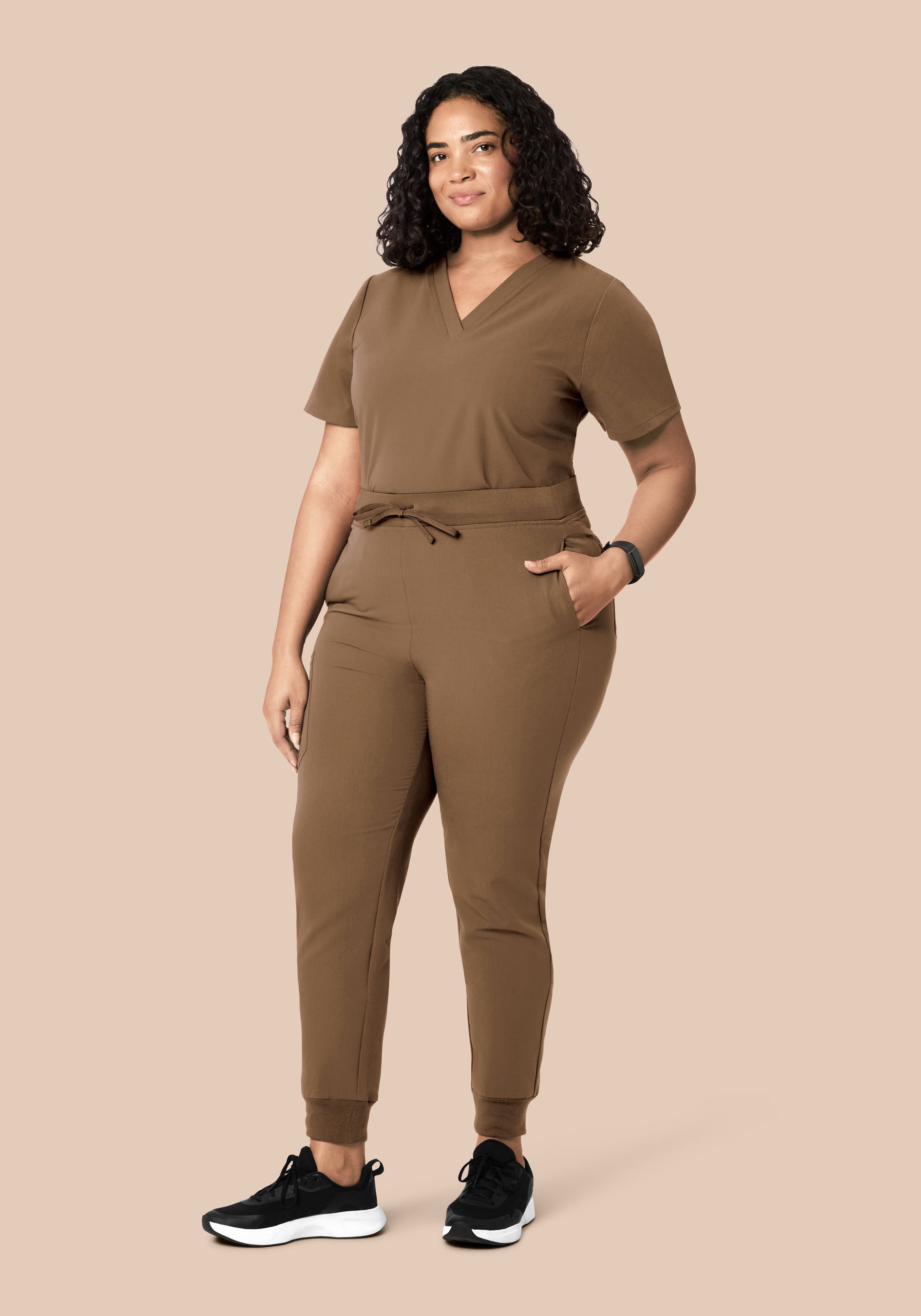 High Waisted Joggers Ash Brown