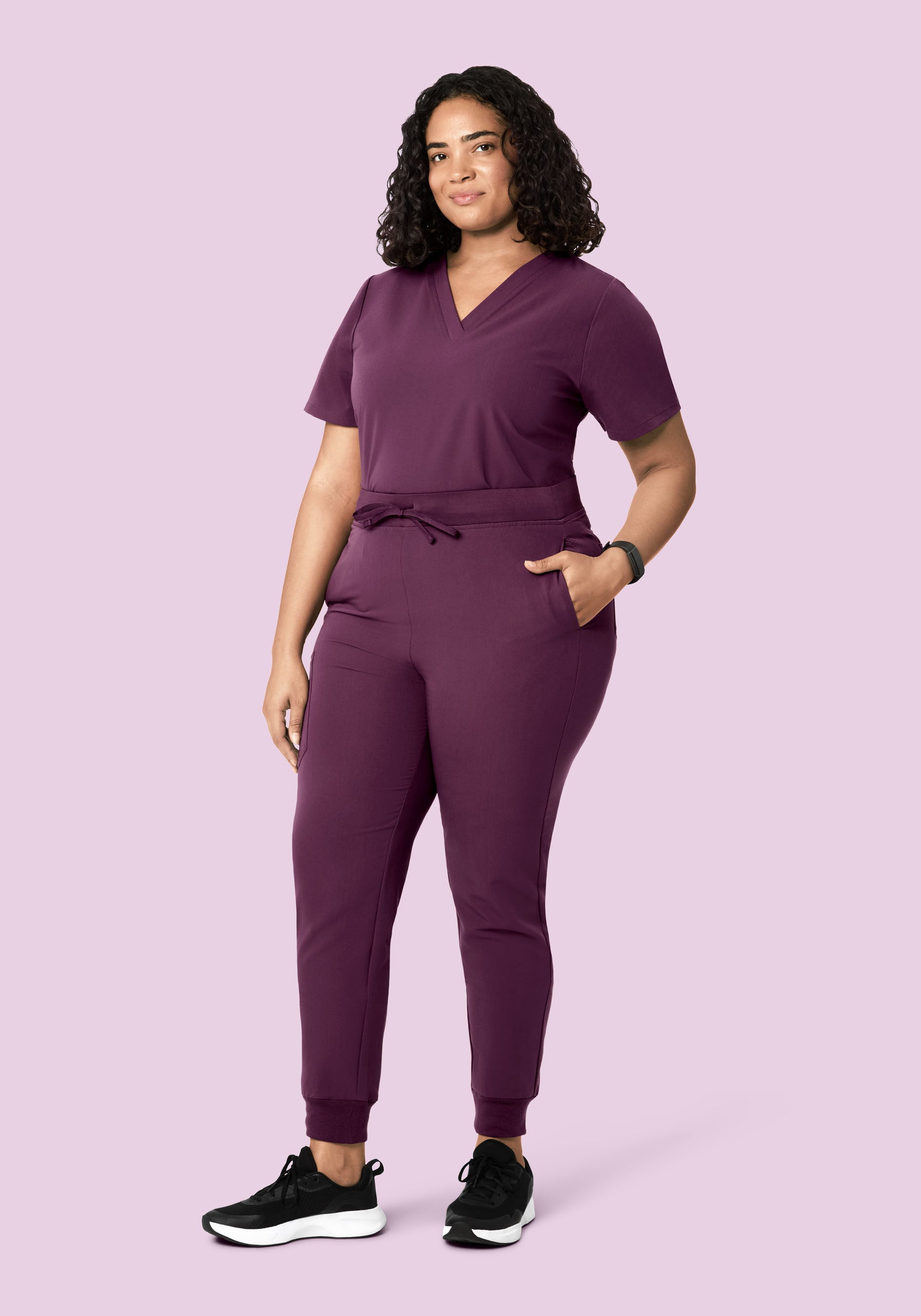 Women's V-Neck 6-Pocket Scrub Top - Bordeaux | Mandala Scrubs