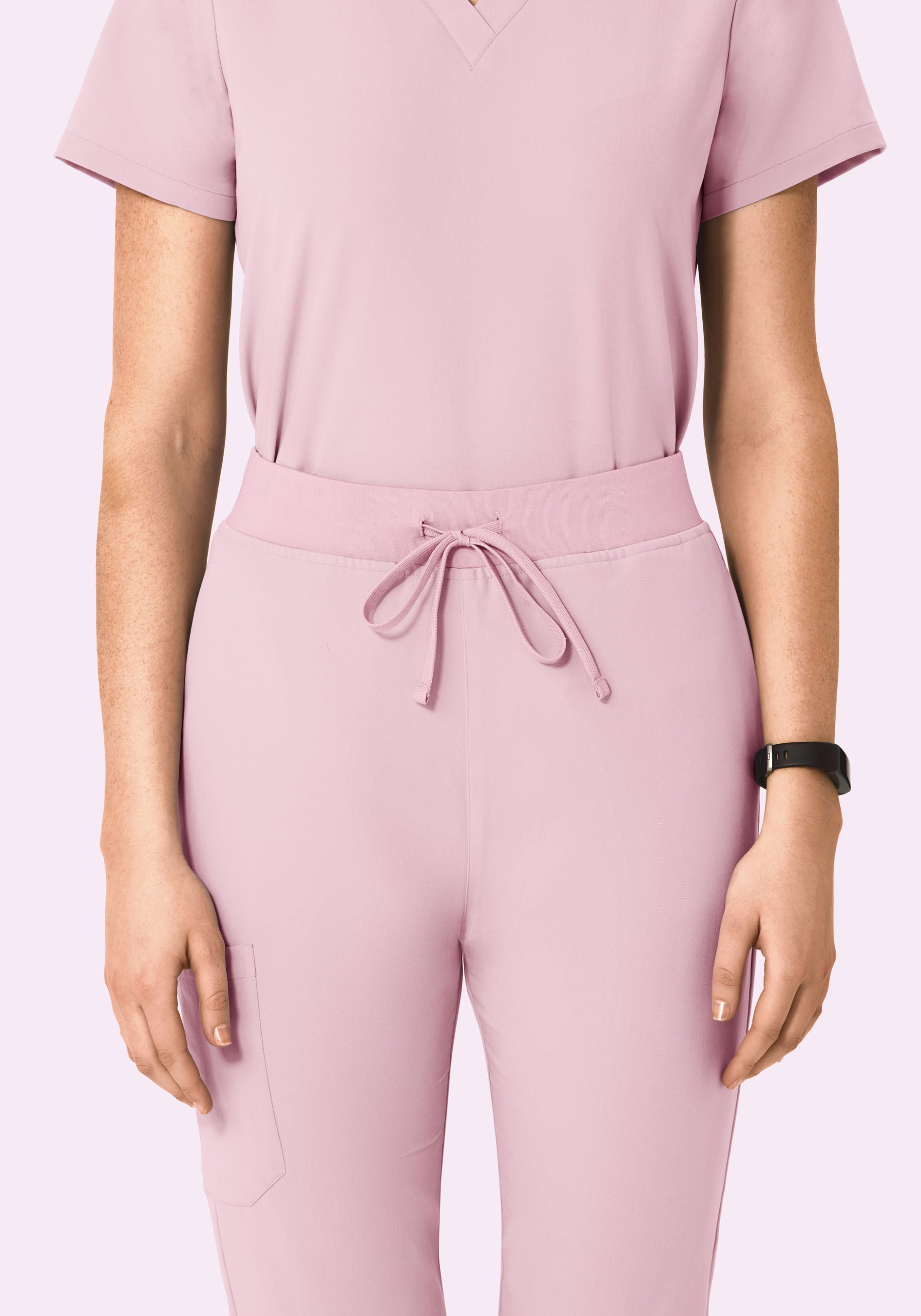 Women's High Waisted Jogger Scrub Pants - Pink Pearl | Mandala Scrubs