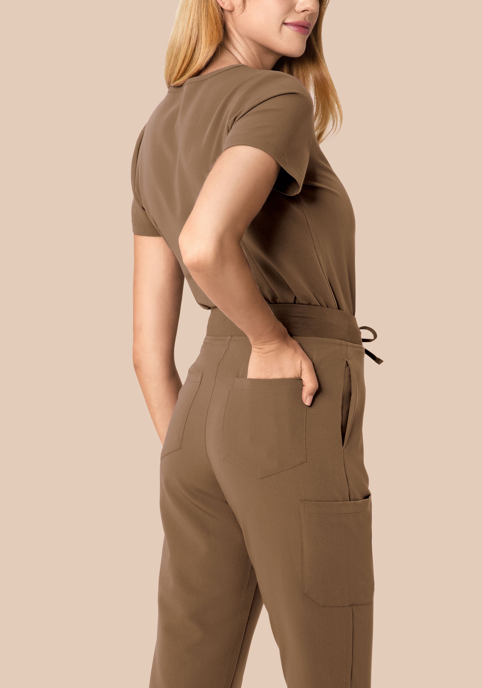 High Waisted Joggers Ash Brown