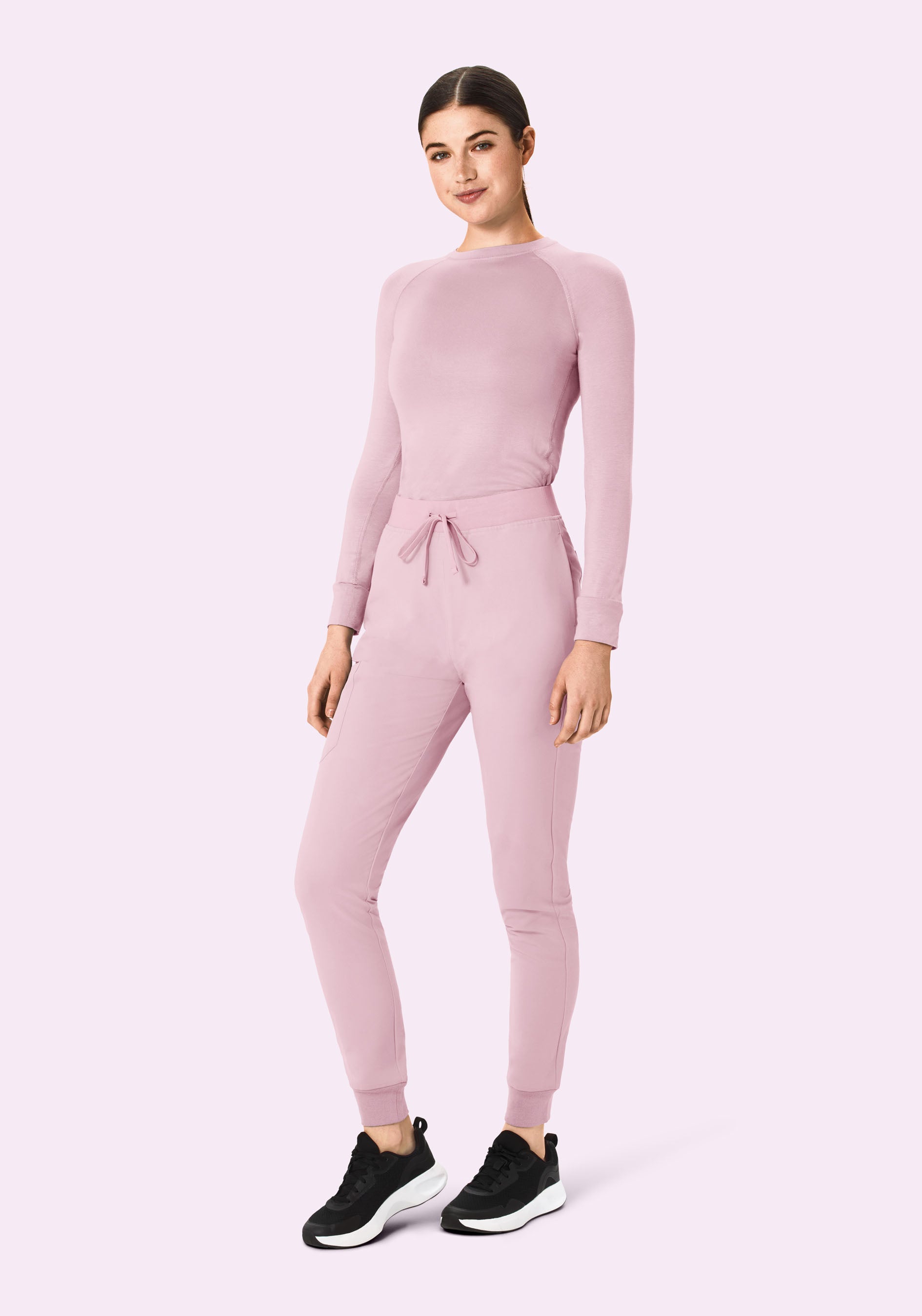 Women's High Waisted Jogger Scrub Pants - Pink Pearl | Mandala Scrubs