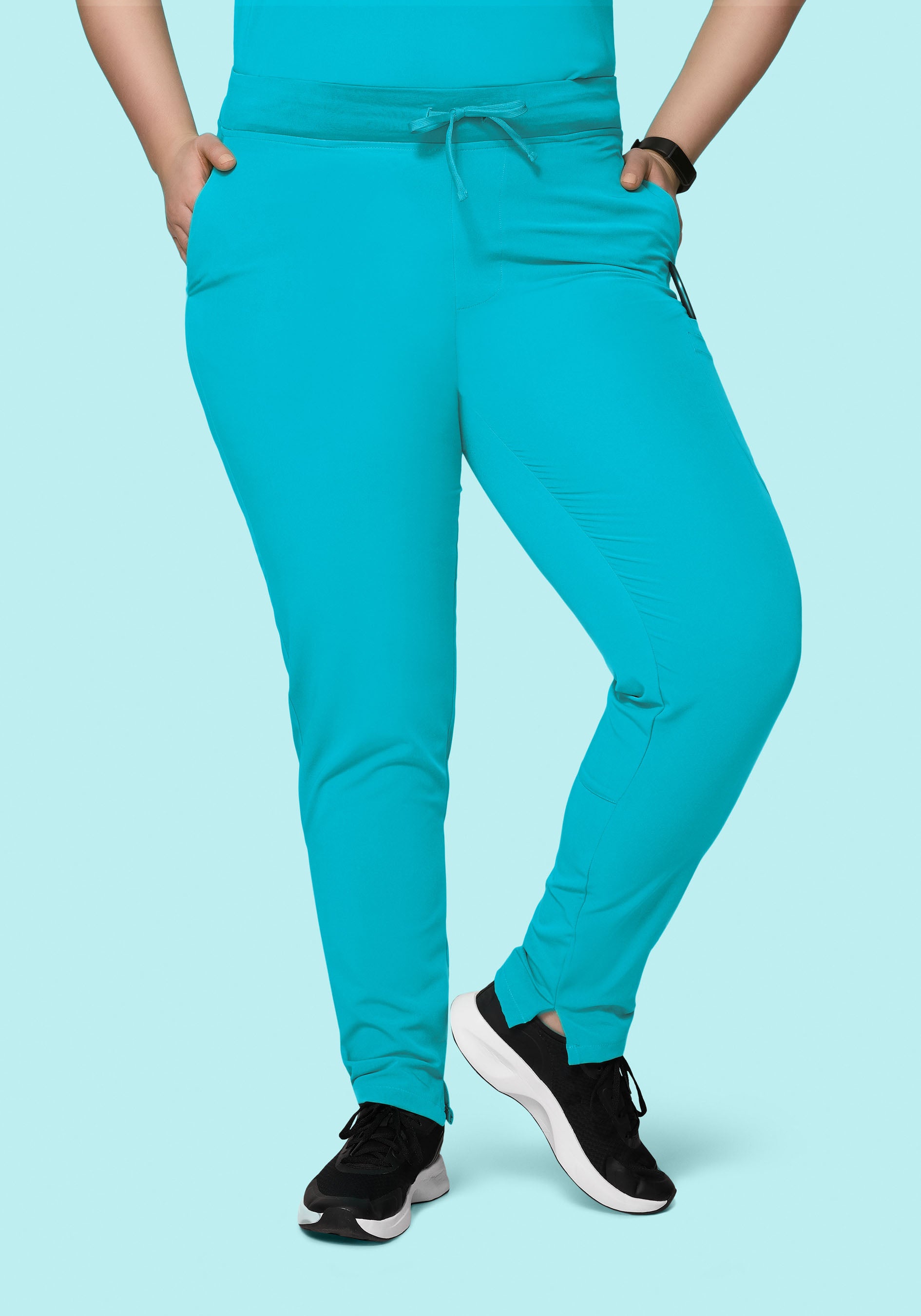 Women's Mid-Rise Slim Leg Scrub Pants - Teal | Mandala Scrubs