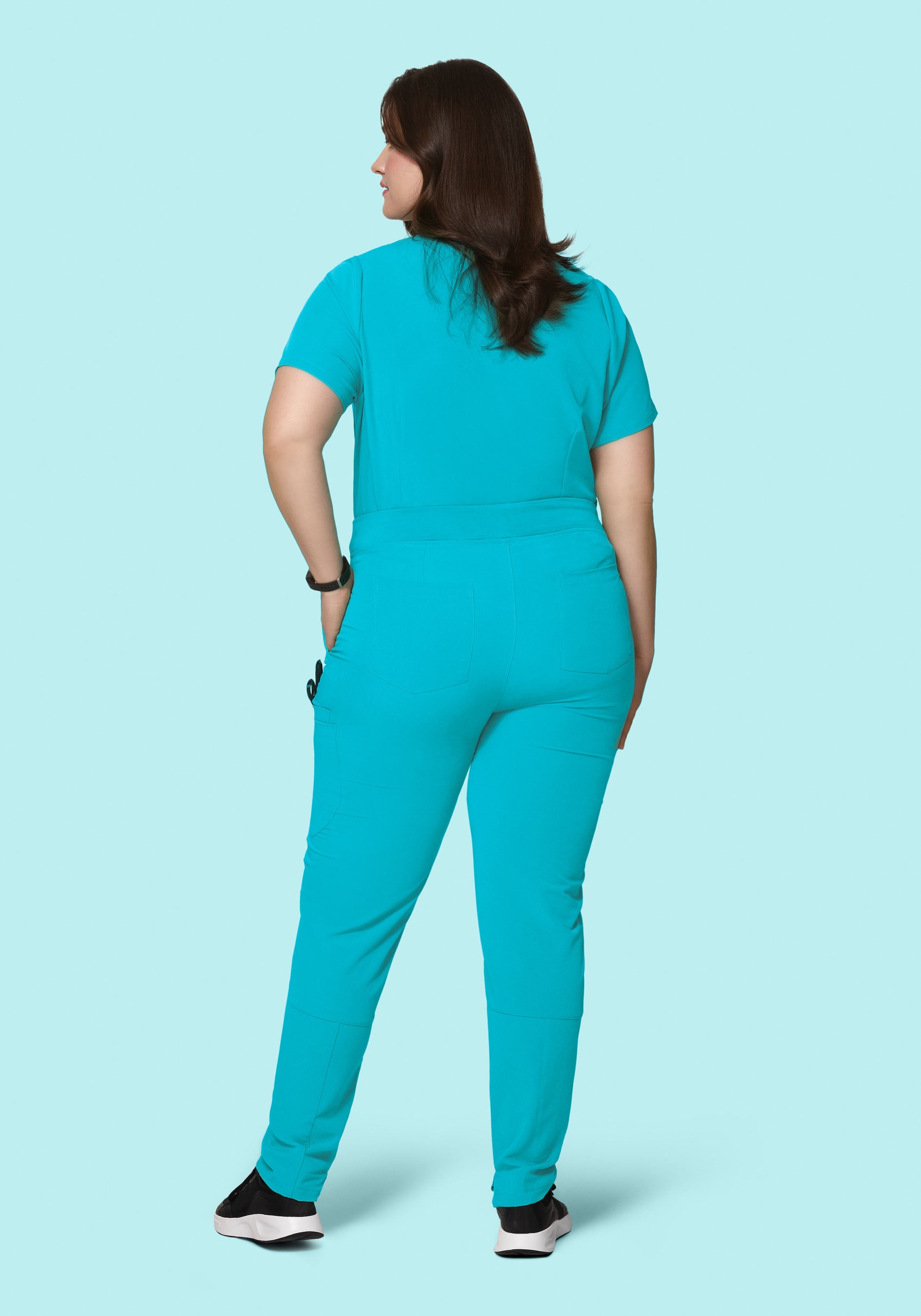 Women's Mid-Rise Slim Leg Scrub Pants - Teal | Mandala Scrubs