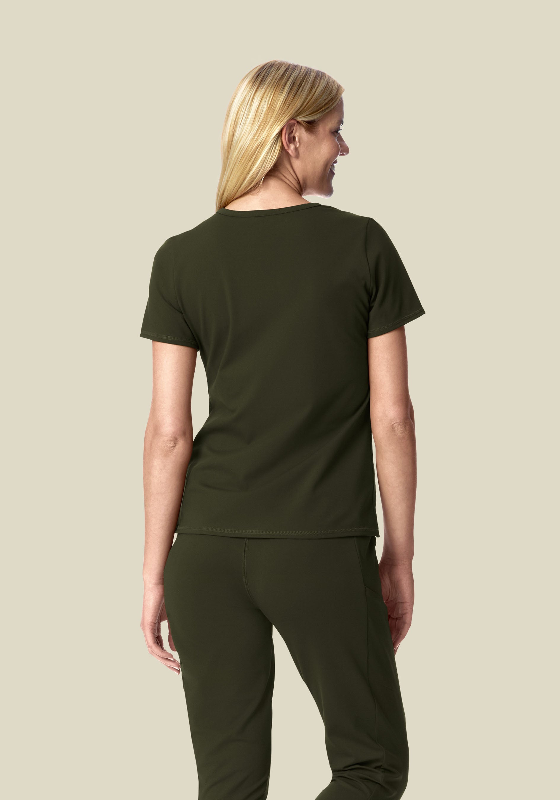 Soft Stretch Chest Pocket Top Olive