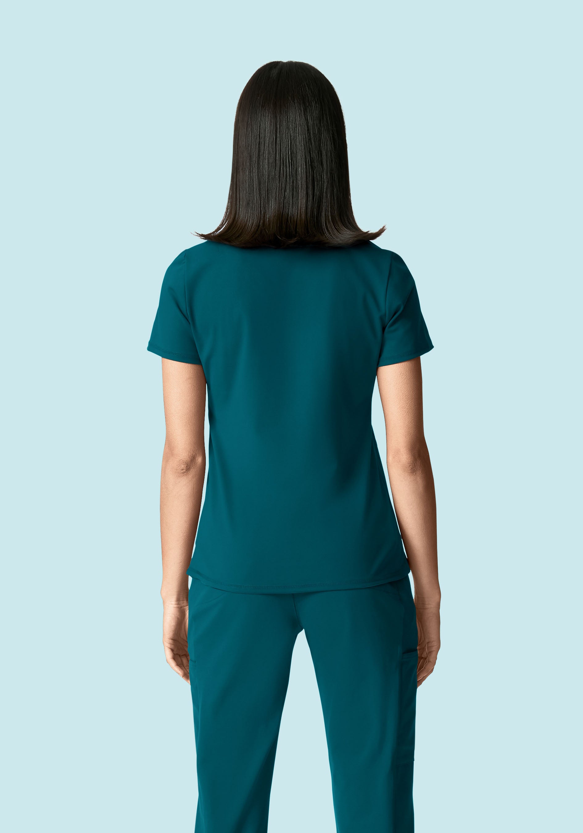 Soft Stretch Chest Pocket Top Caribbean Blue