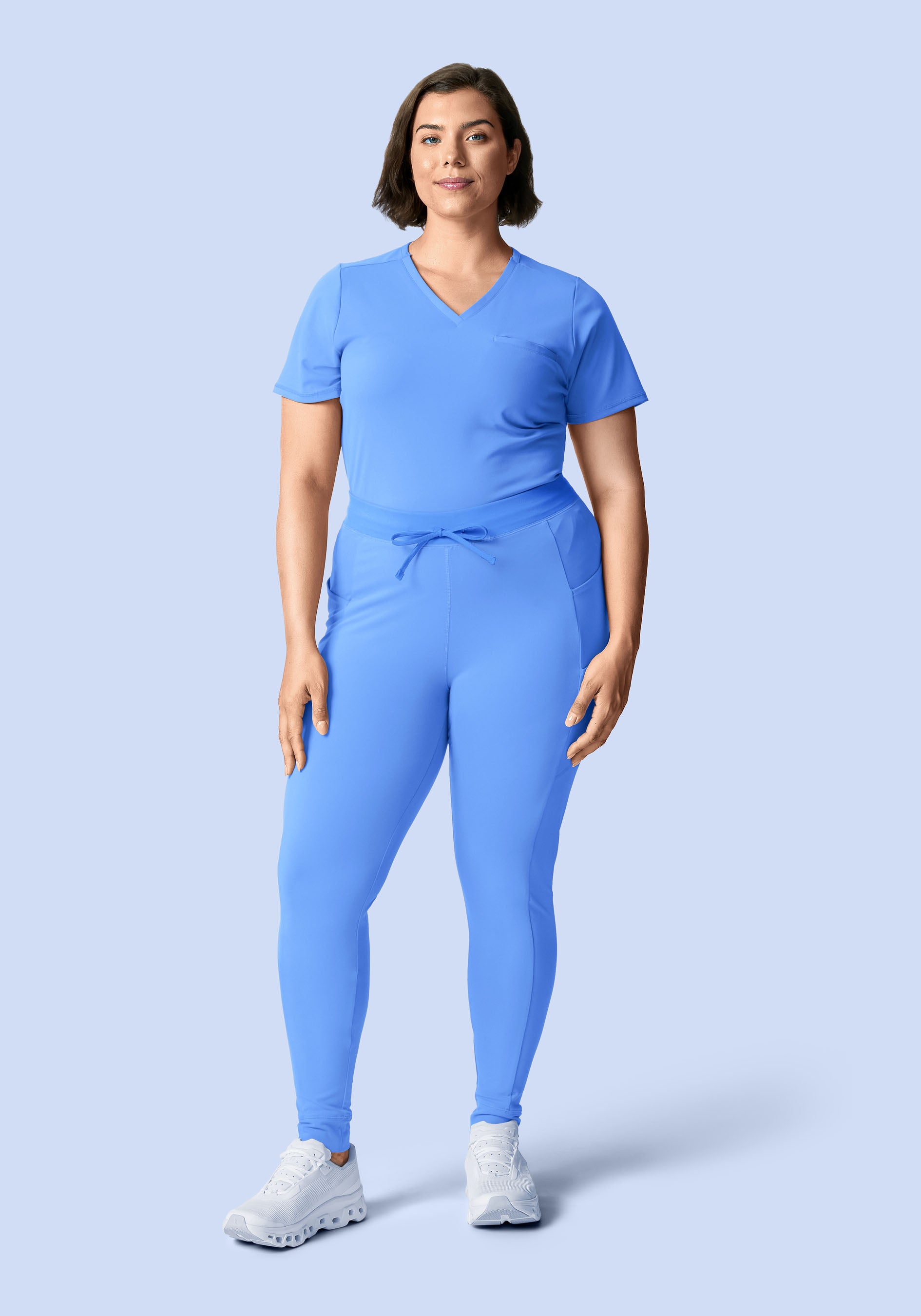 Soft Stretch Chest Pocket Top Ceil Blue