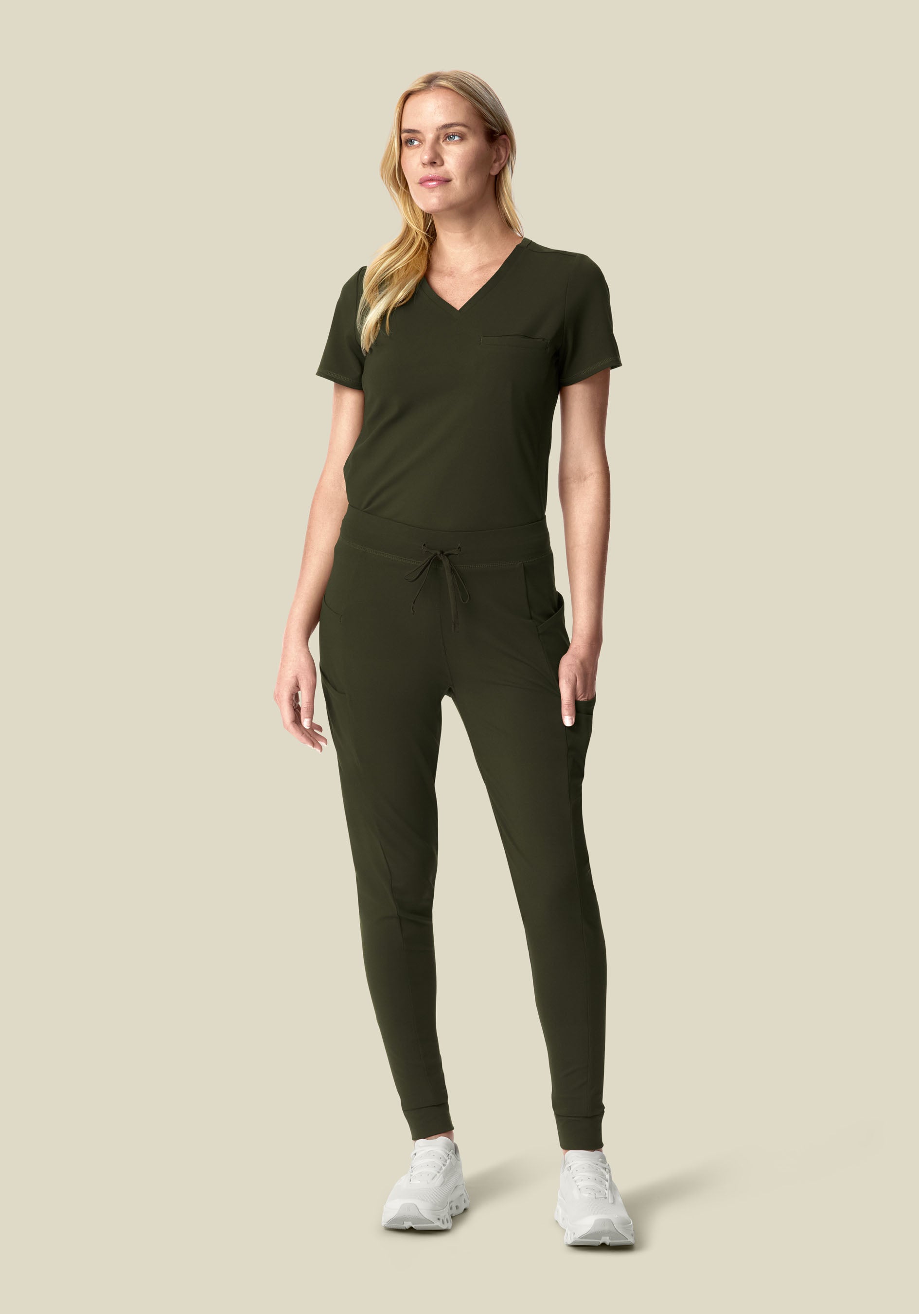 Soft Stretch Chest Pocket Top Olive