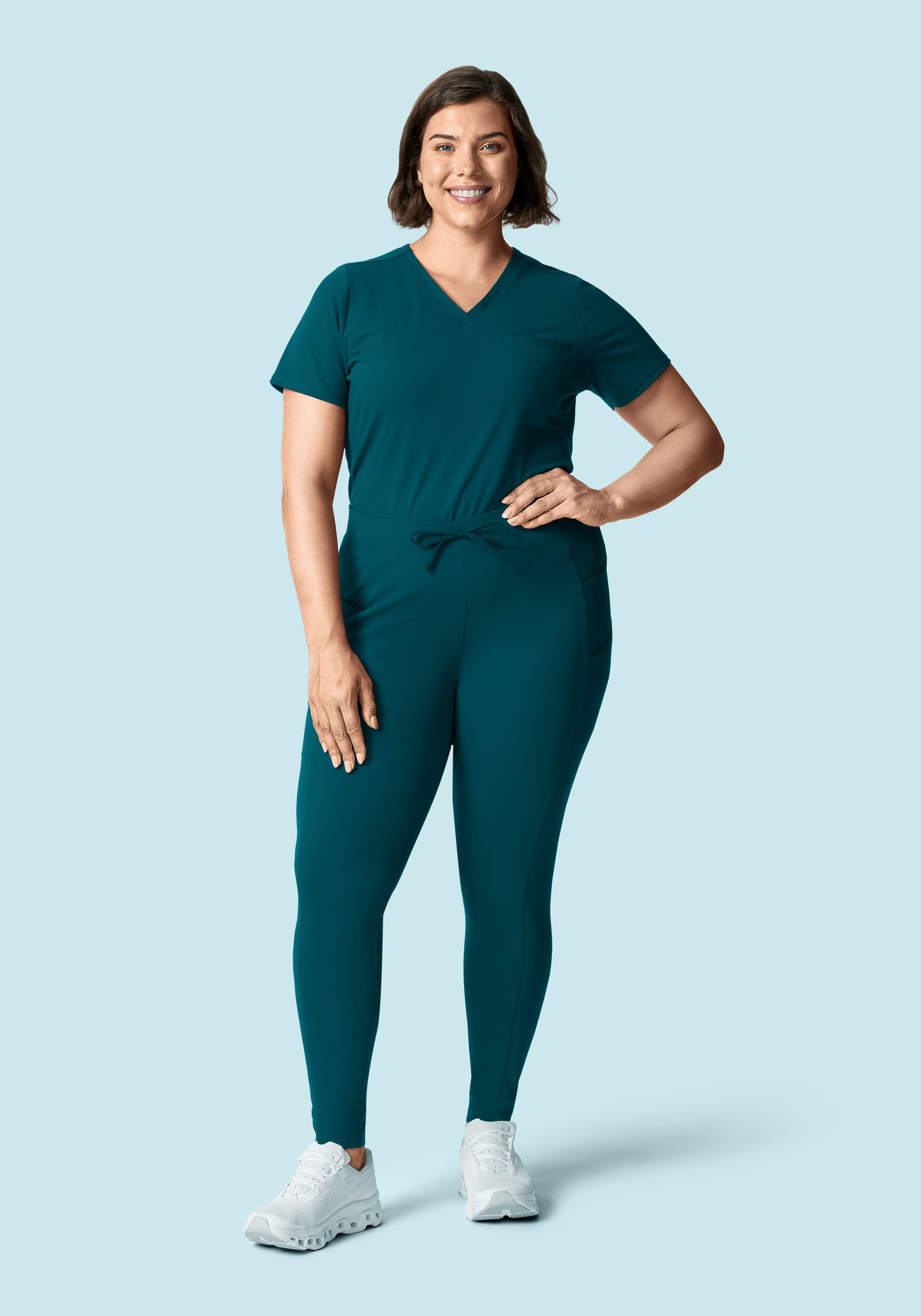 Soft Stretch Chest Pocket Top Caribbean Blue