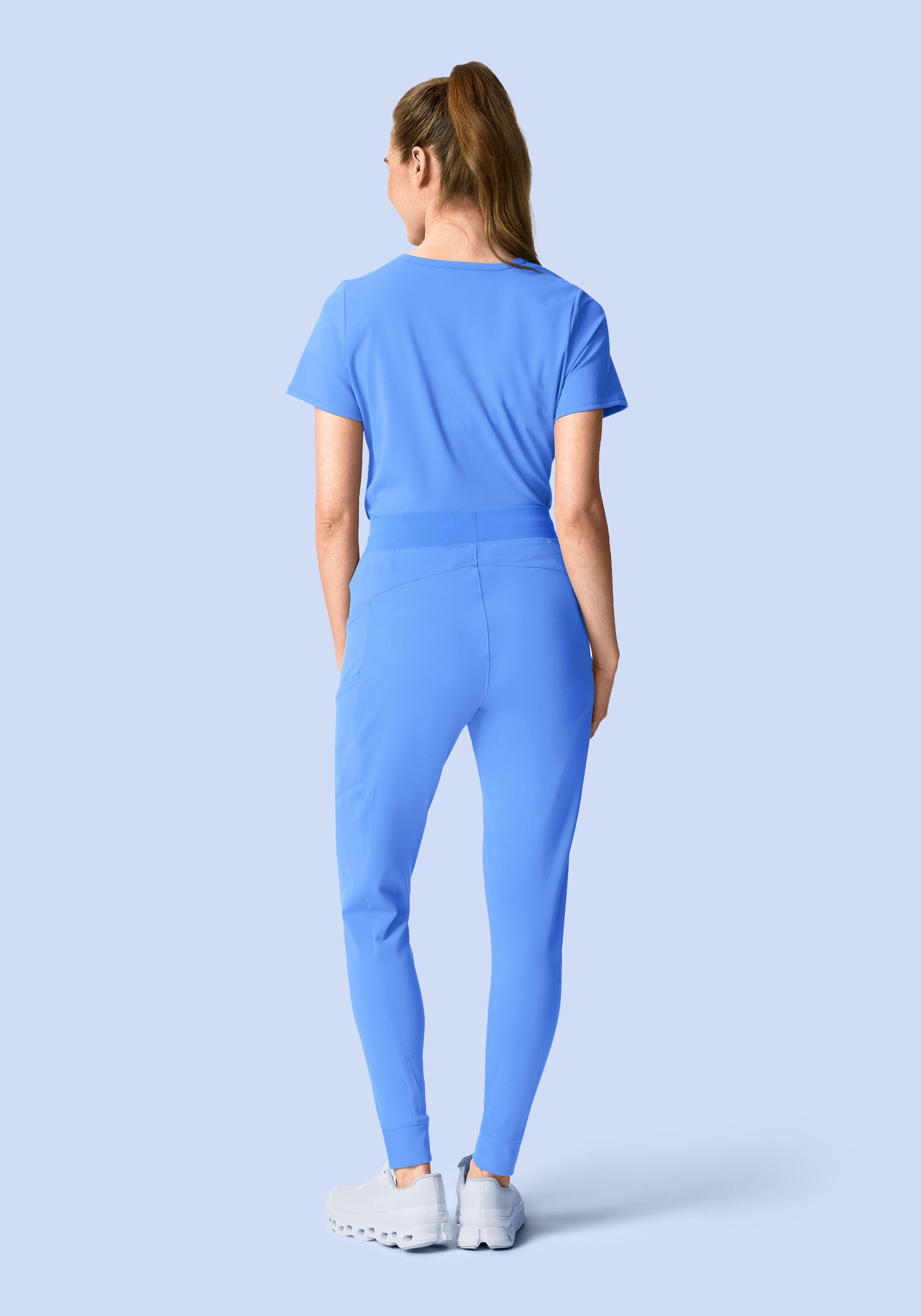 Soft Stretch Chest Pocket Top Ceil Blue