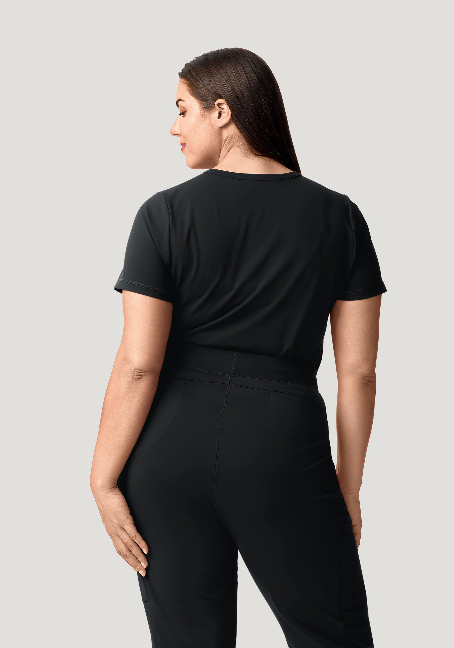 Soft Stretch Chest Pocket Top Black