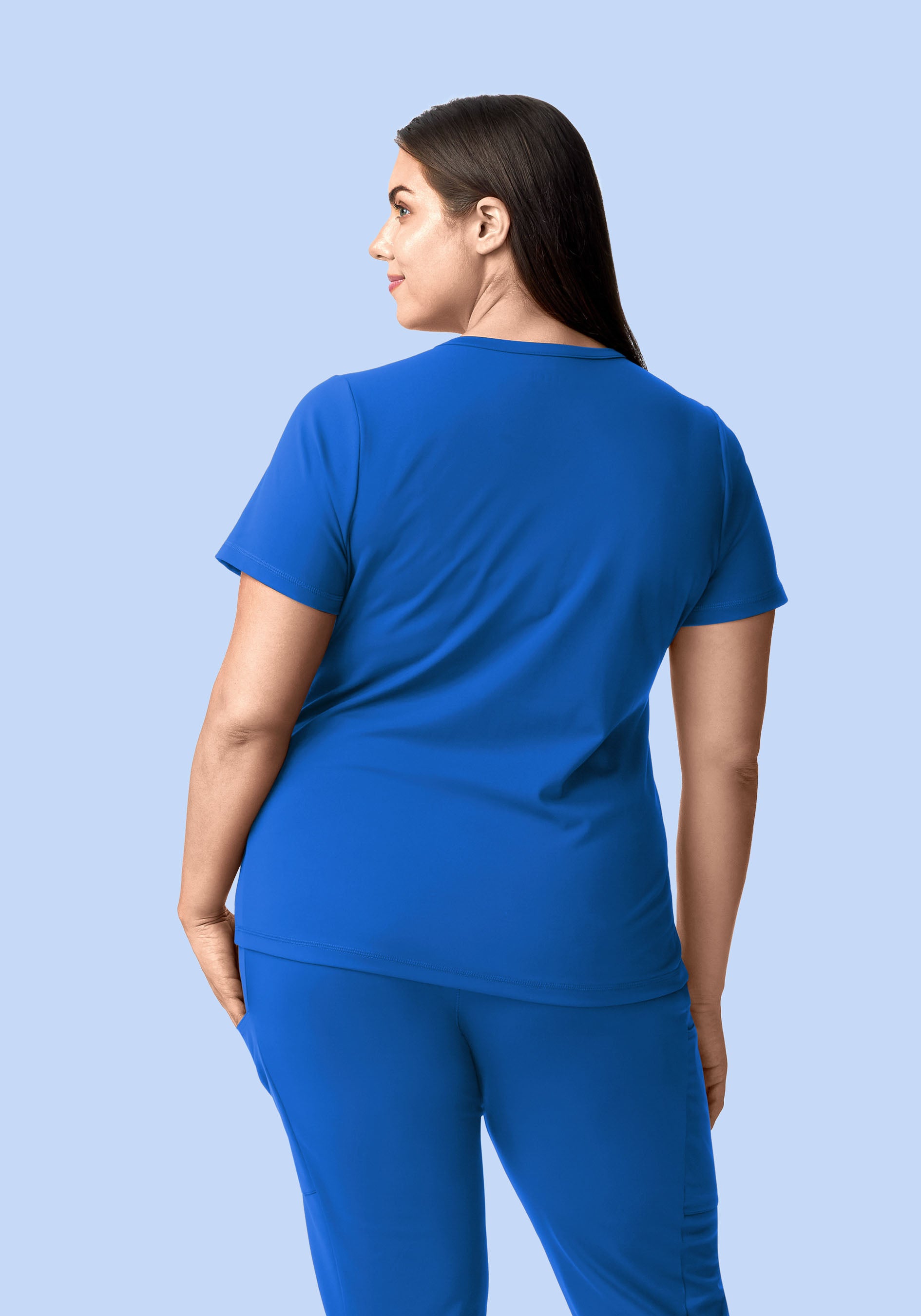 Soft Stretch Chest Pocket Top Royal Blue