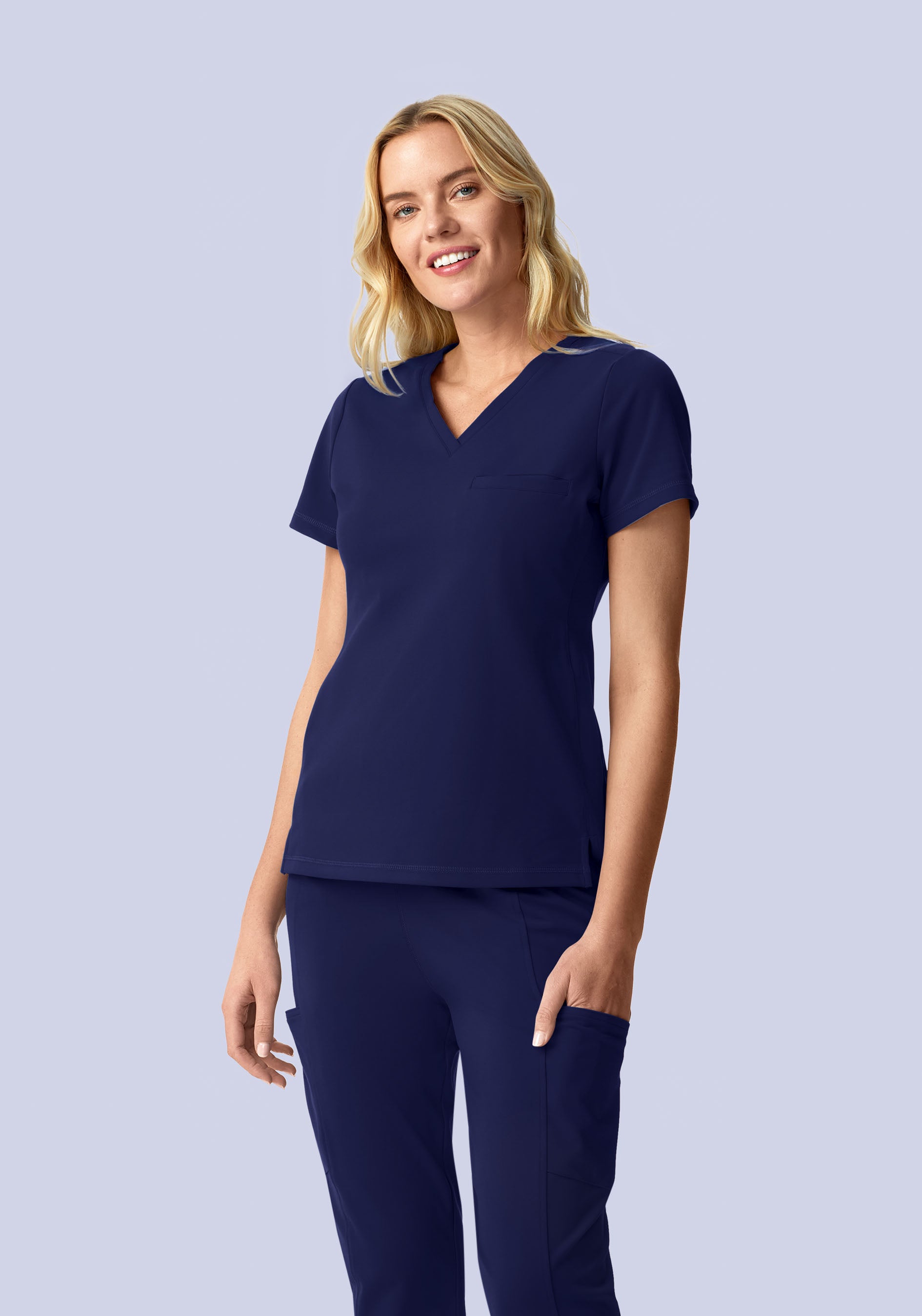 Soft Stretch Chest Pocket Top Navy