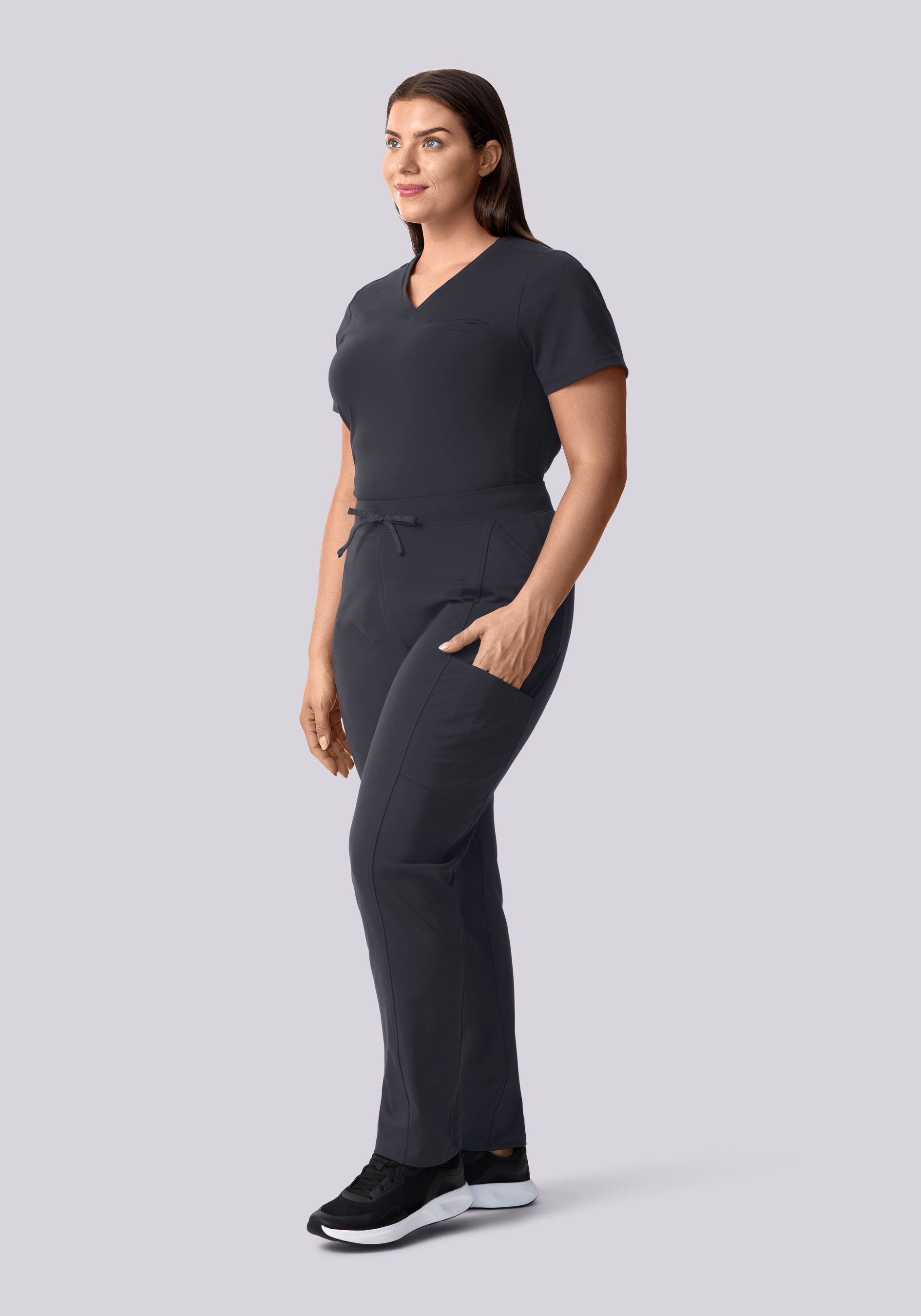 Women's Soft Stretch Mid-Rise Straight Leg Scrub Pants - Pewter