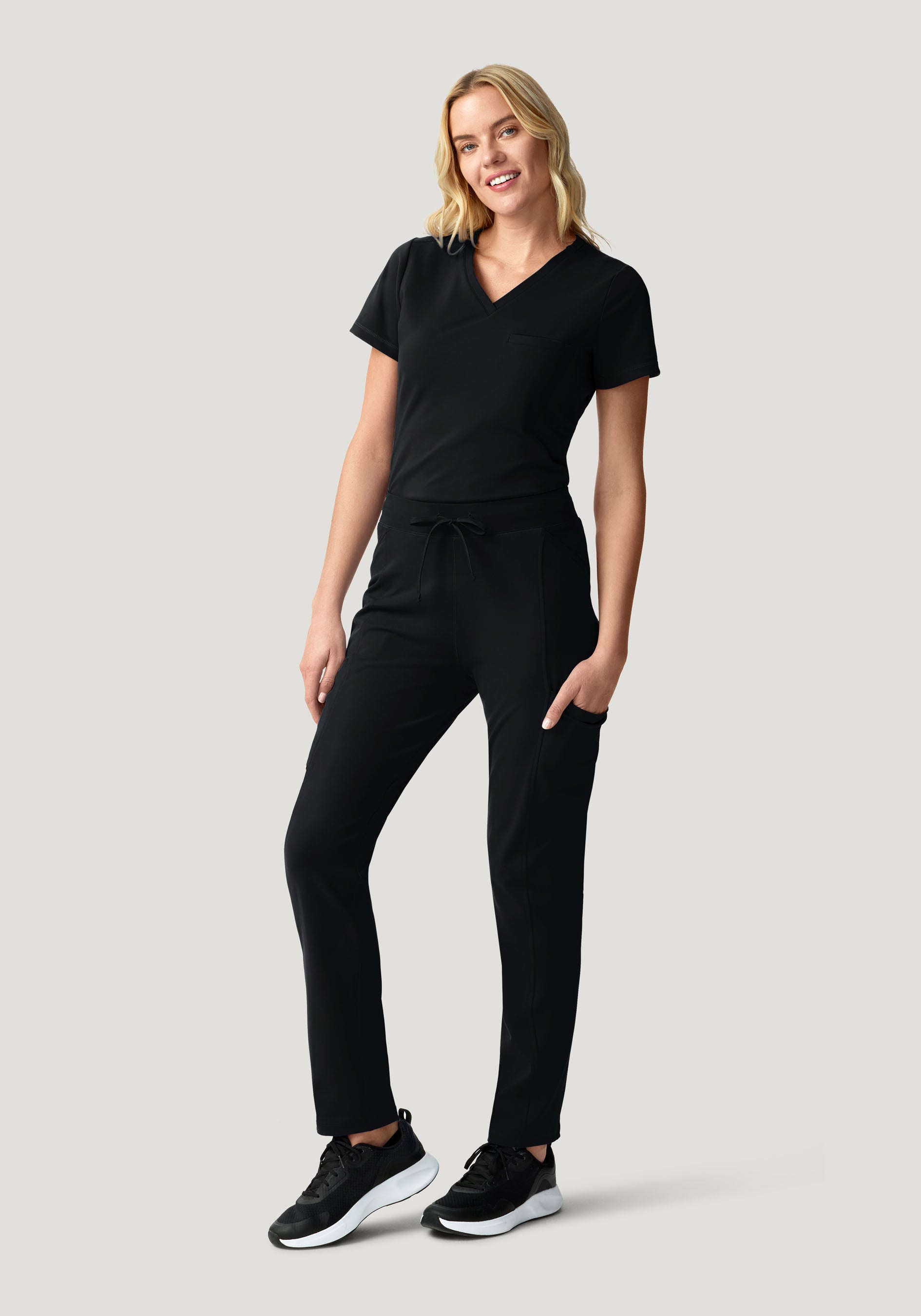 Soft Stretch Chest Pocket Top Black
