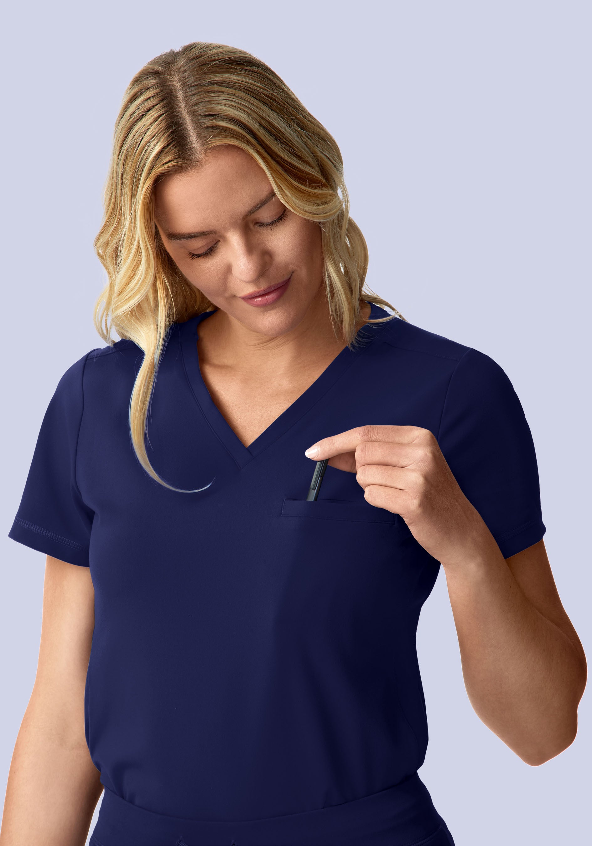 Soft Stretch Chest Pocket Top Navy