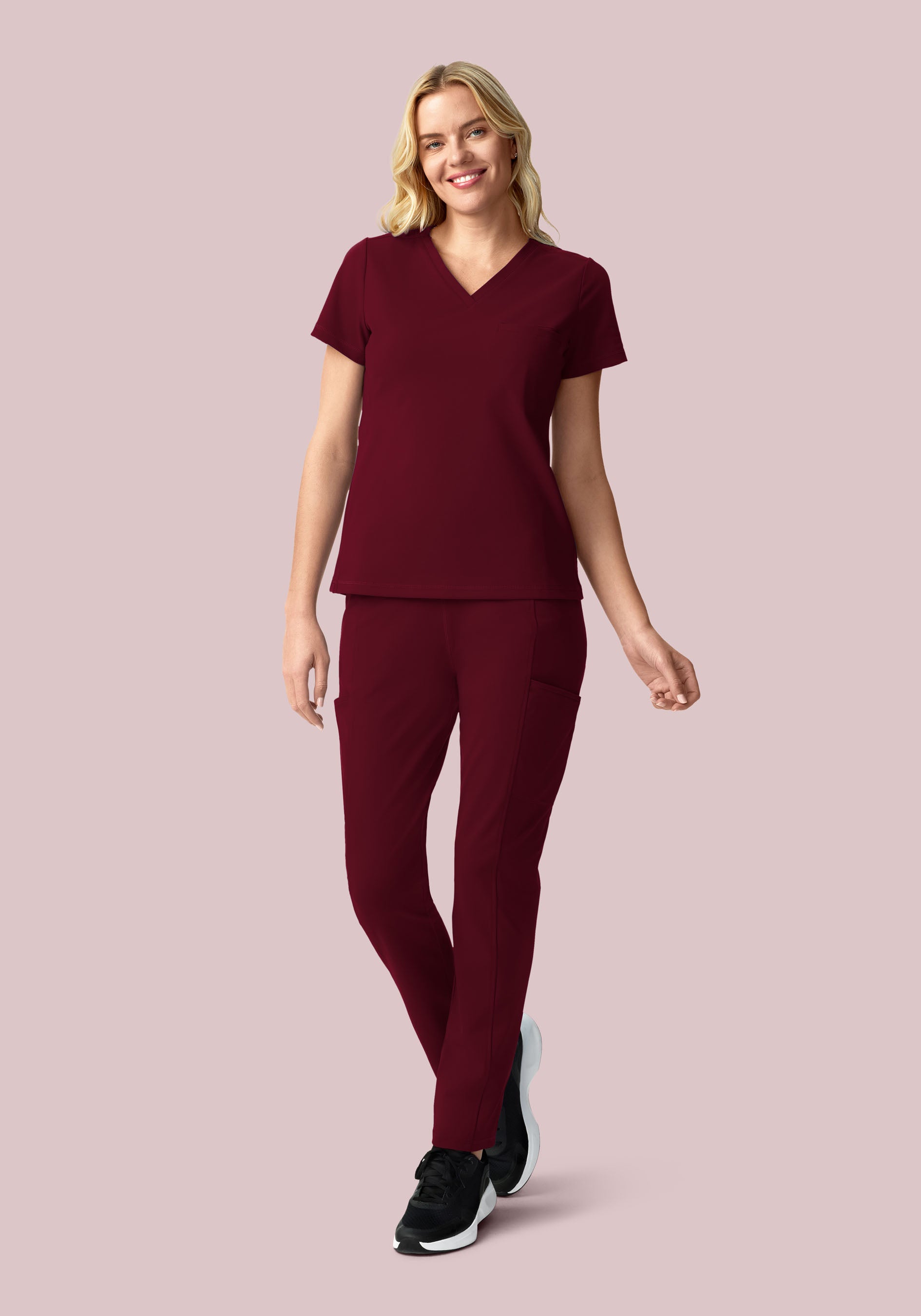 Soft Stretch Chest Pocket Top Wine