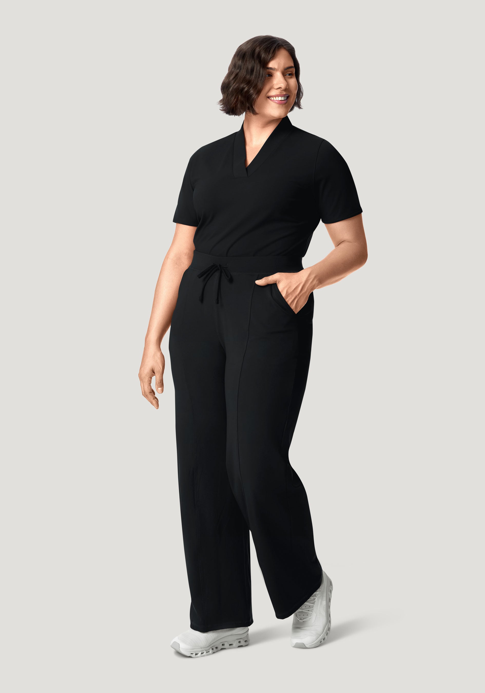 Soft Stretch High Waisted Wide Leg Black