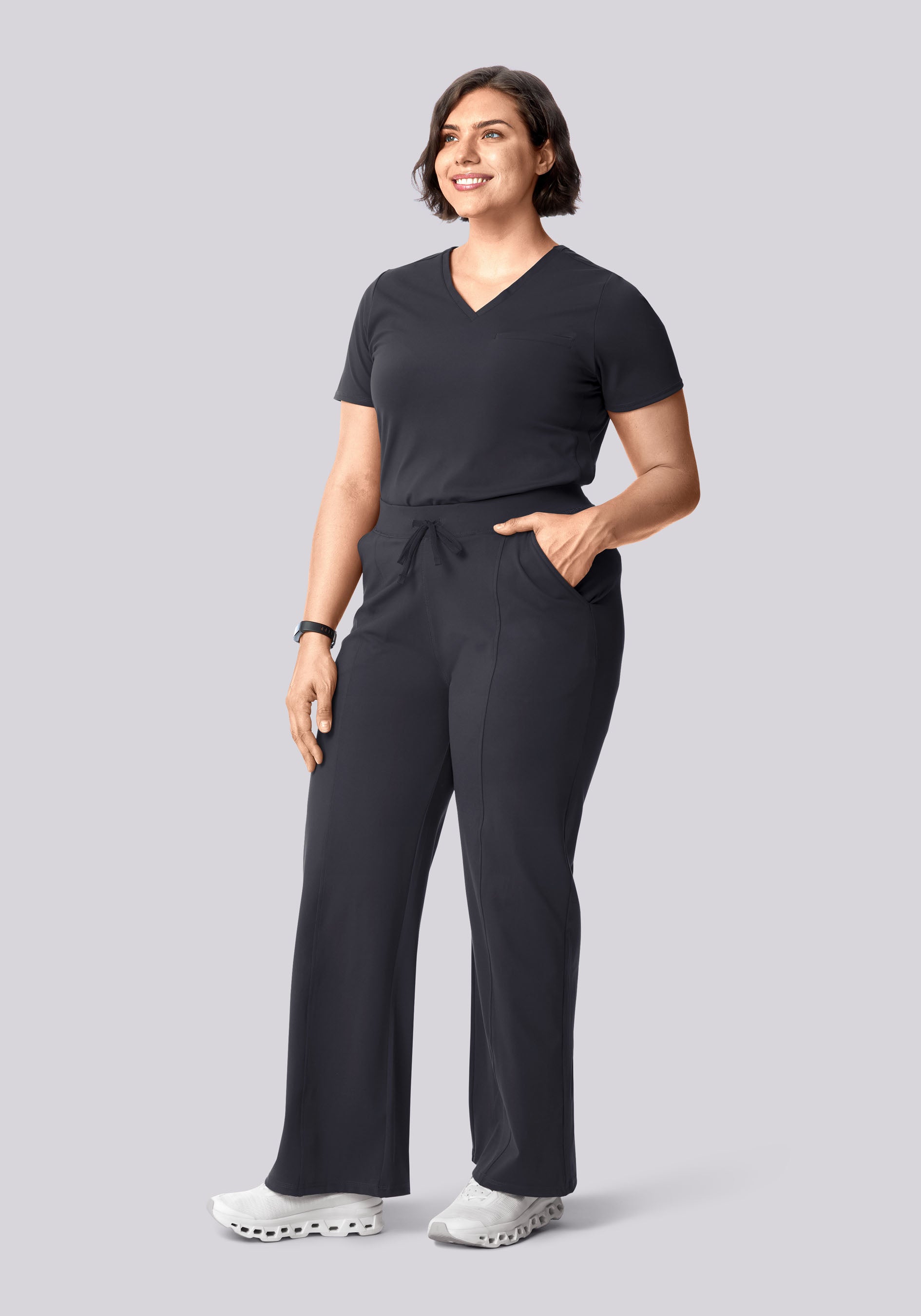Soft Stretch High Waisted Wide Leg Pewter