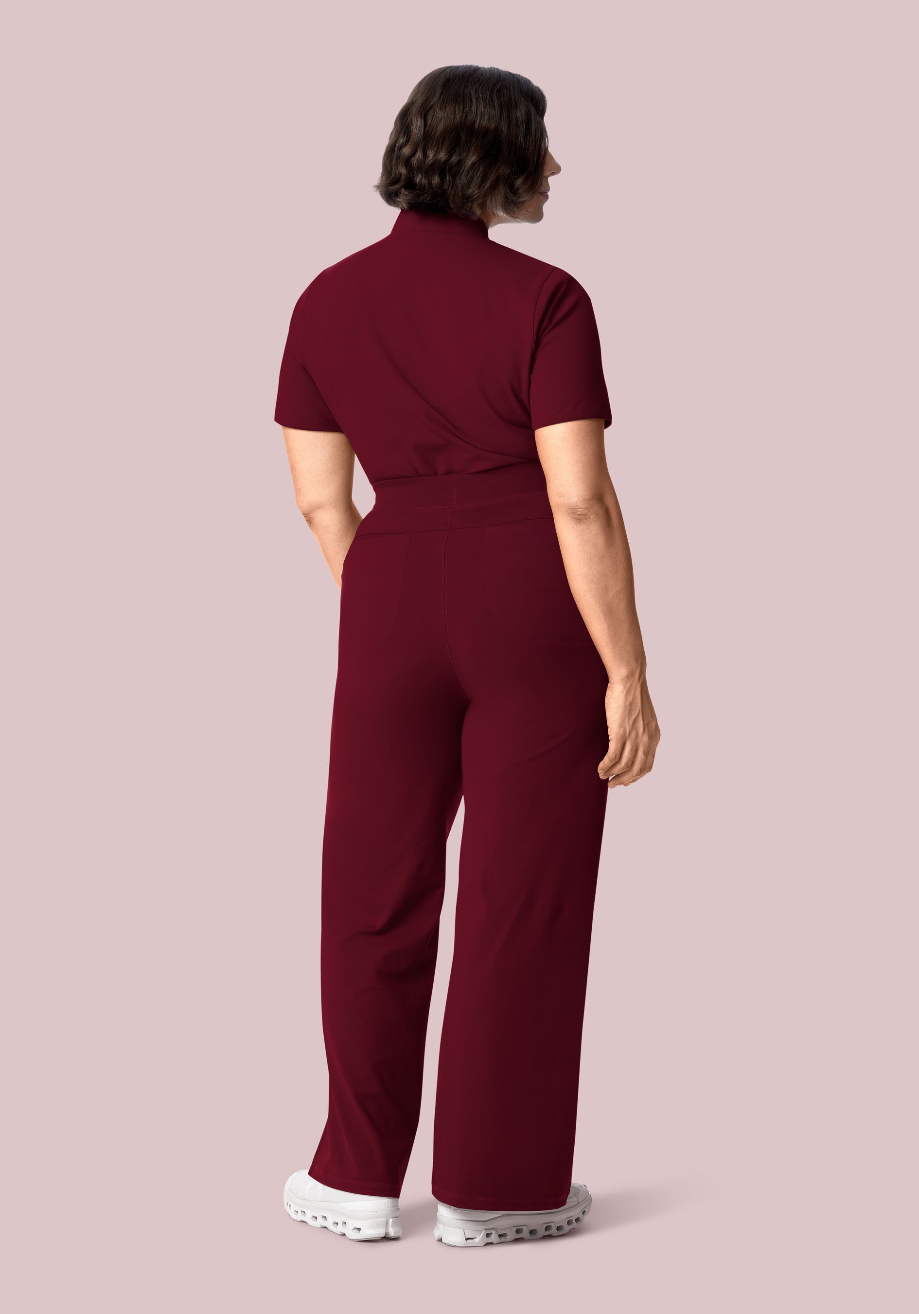 Soft Stretch High Waisted Wide Leg Wine
