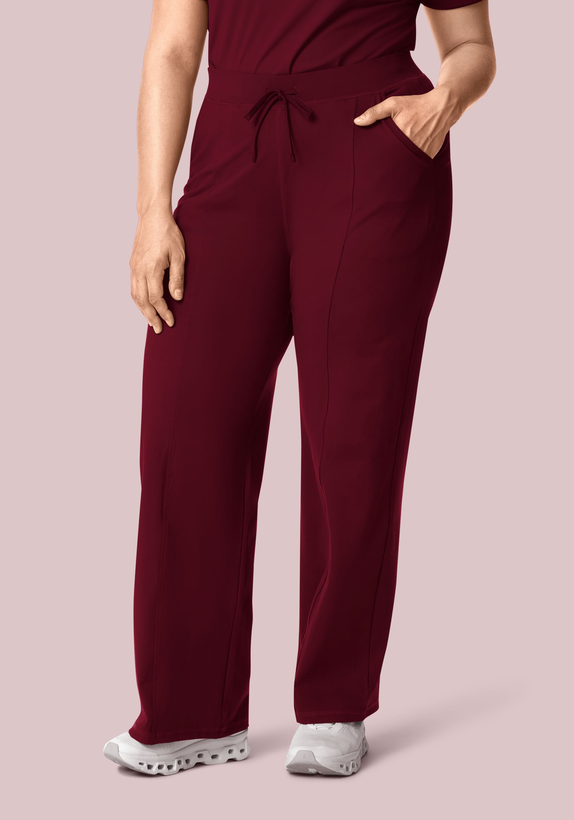 Soft Stretch High Waisted Wide Leg Wine
