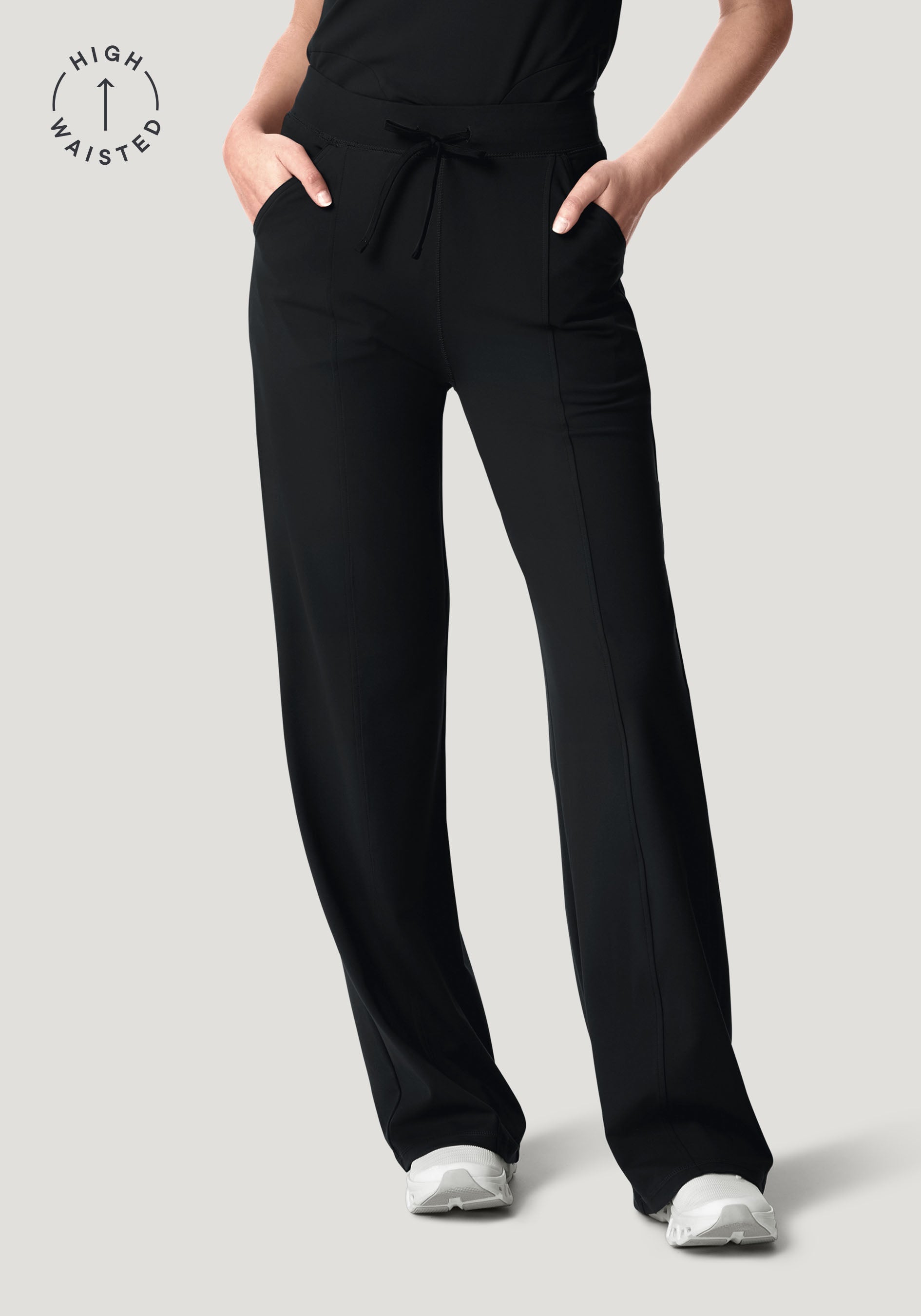 Soft Stretch High Waisted Wide Leg Black