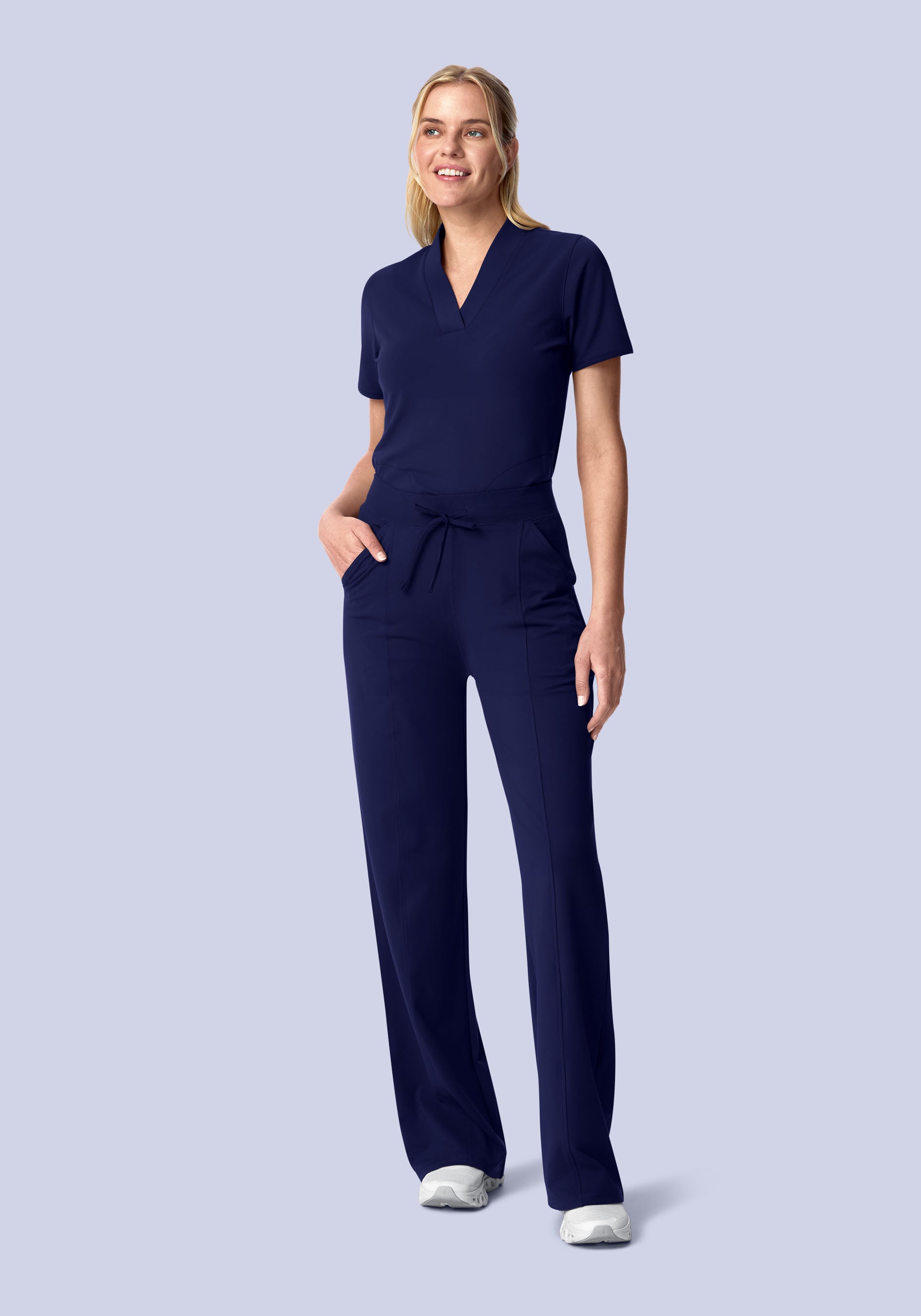 Soft Stretch High Waisted Wide Leg Navy
