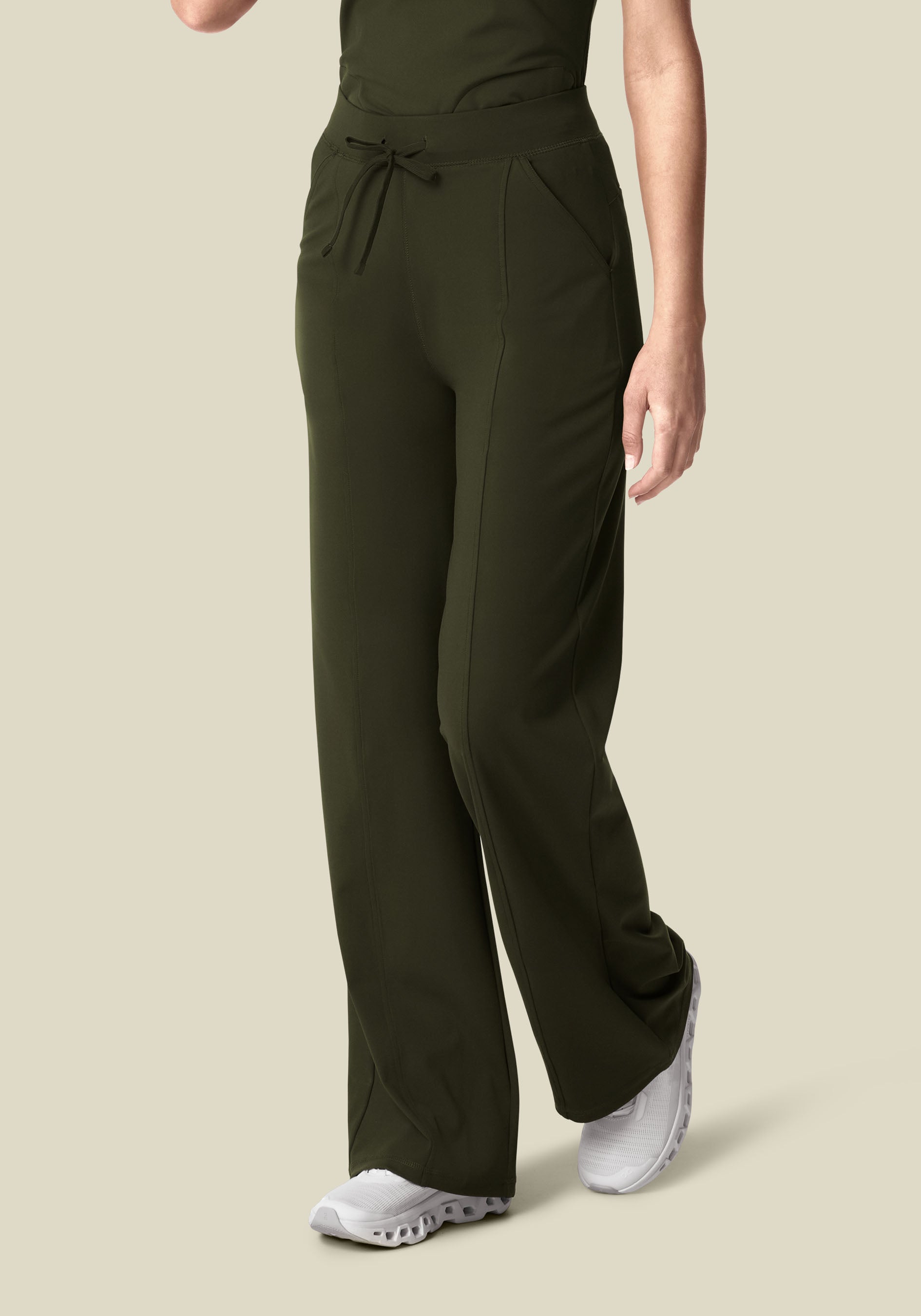 Soft Stretch High Waisted Wide Leg Olive