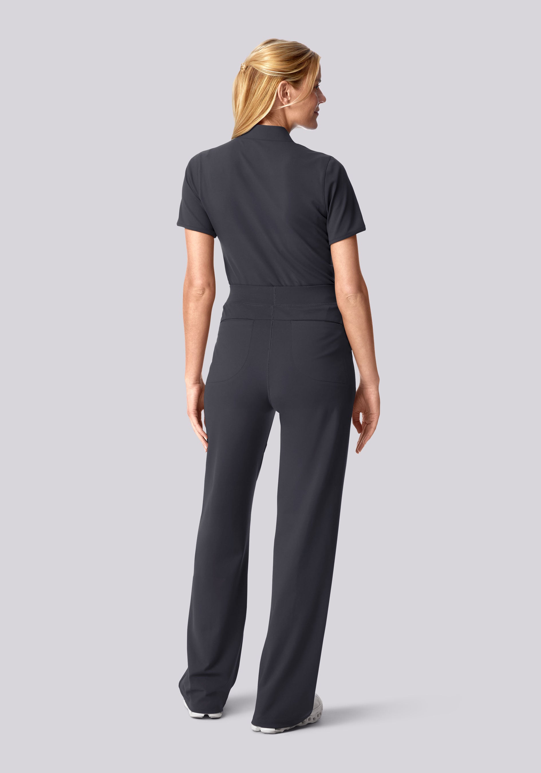 Soft Stretch High Waisted Wide Leg Pewter