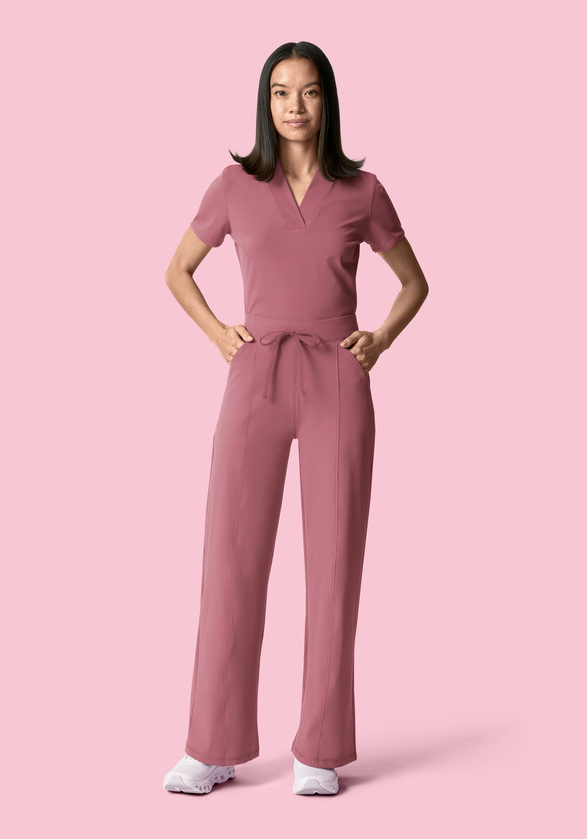 Soft Stretch High Waisted Wide Leg Mauve