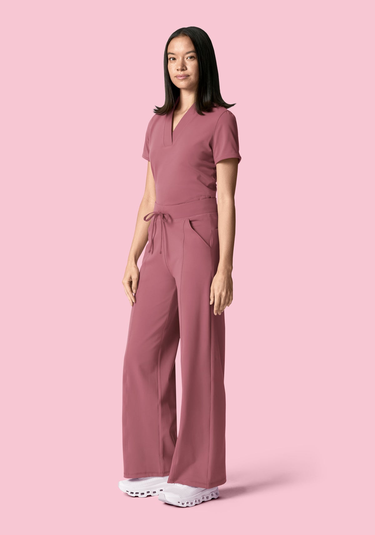 Soft Stretch High Waisted Wide Leg Mauve