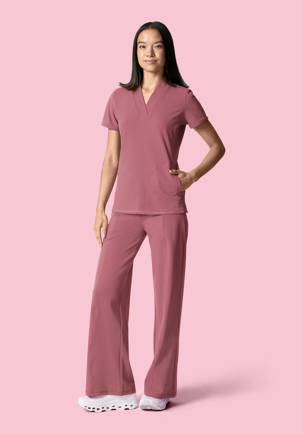 Soft Stretch High Waisted Wide Leg Mauve