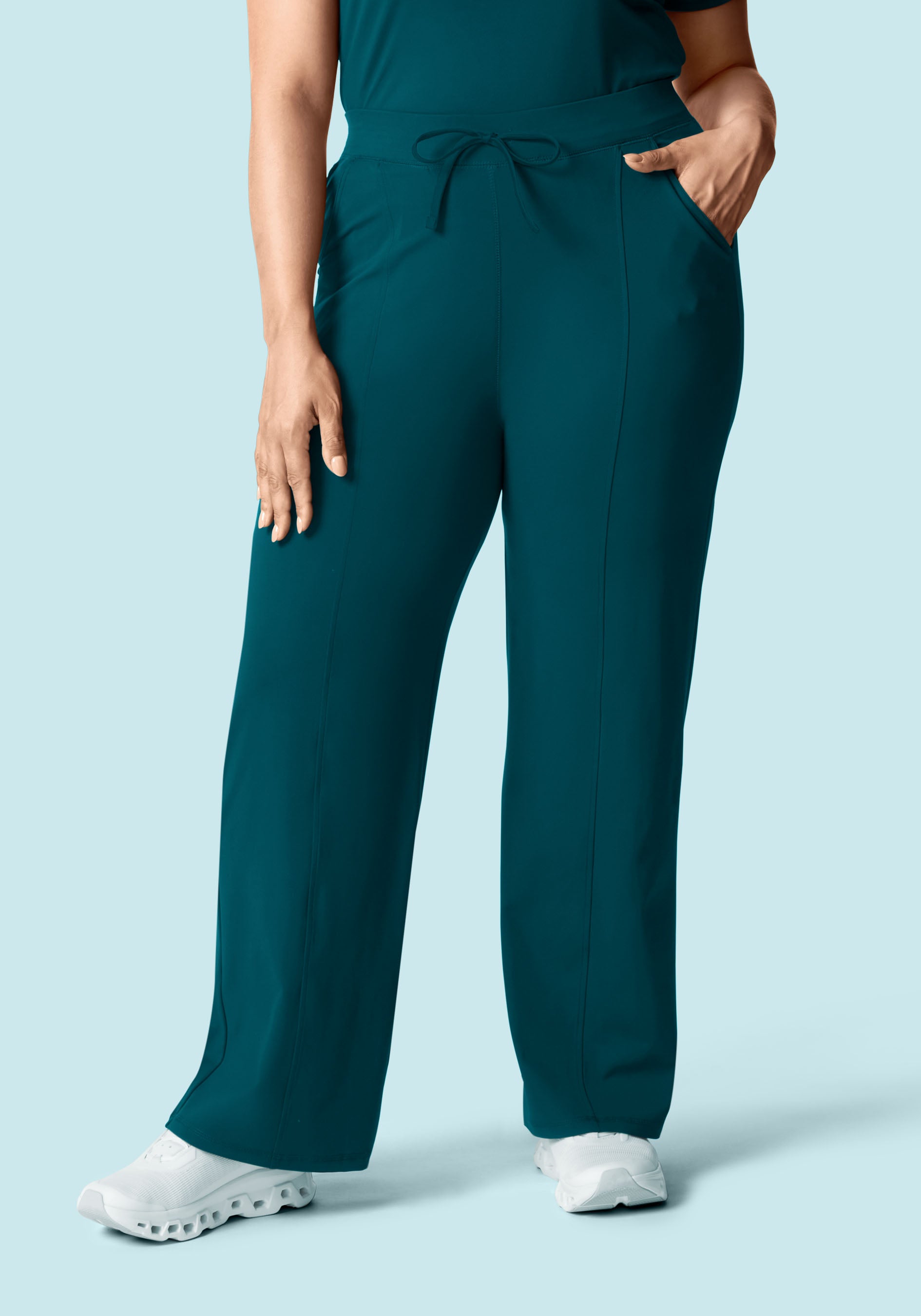 Soft Stretch High Waisted Wide Leg Caribbean Blue