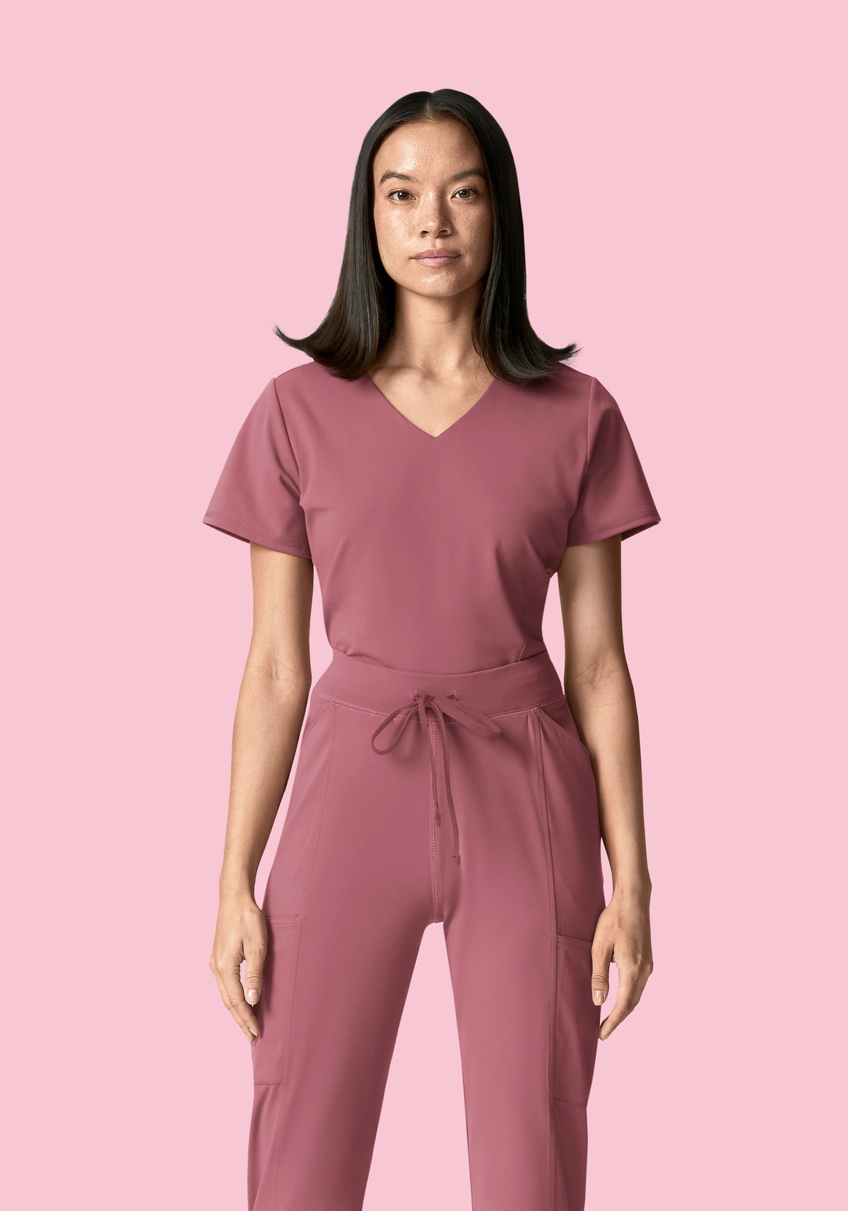 Soft Stretch V-Neck Top Mauve
