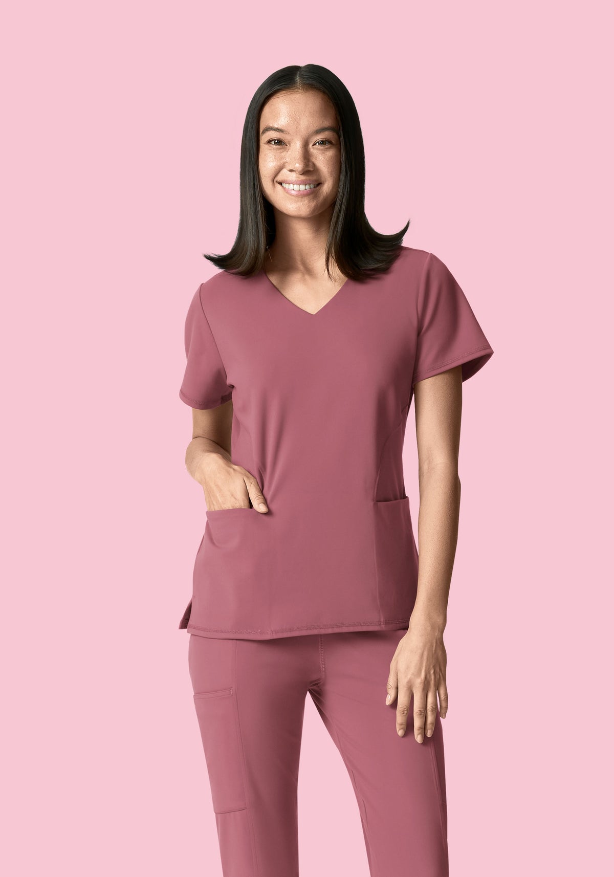Soft Stretch V-Neck Top Mauve