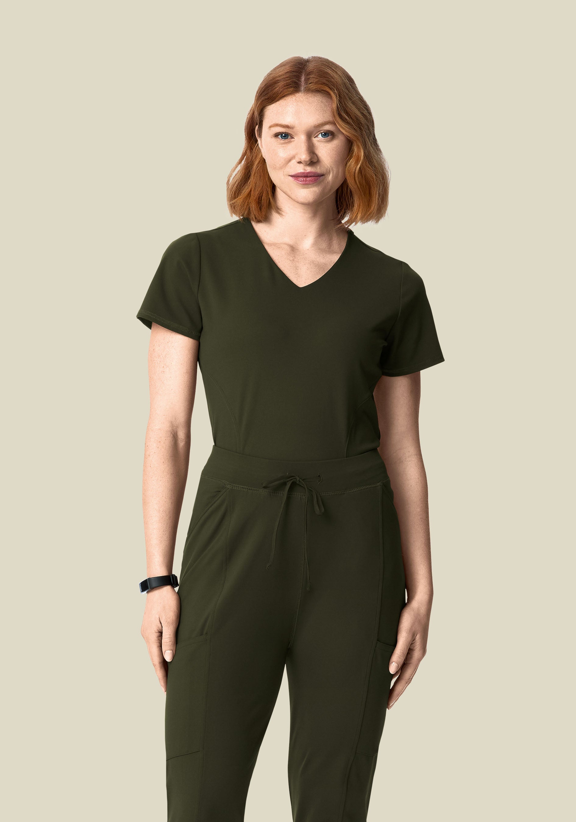 Soft Stretch V-Neck Top Olive
