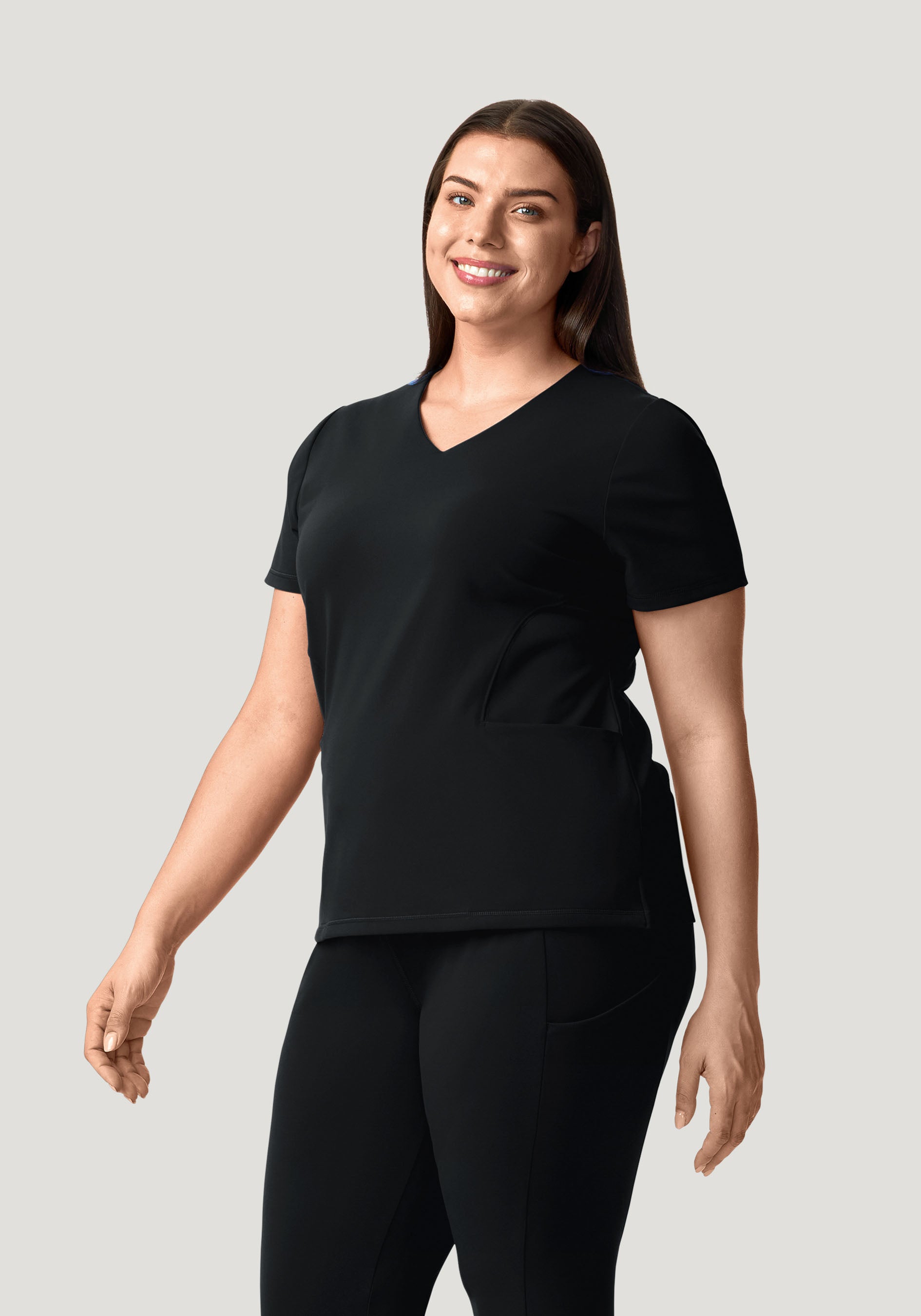 Soft Stretch V-Neck Top Black